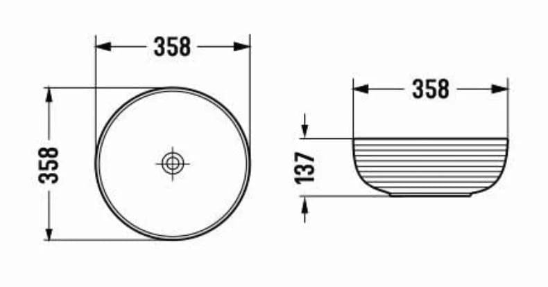 Lavoar baie Foglia, rotund, pe blat, negru mat, ventil inclus, 358x358 mm