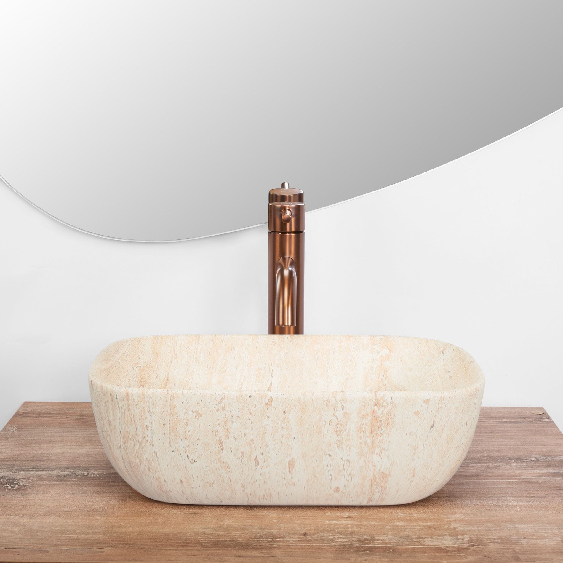Lavoar baie pe blat dreptunghiular 36 cm ceramică imitatie piatra mat – Rea Belinda Mini