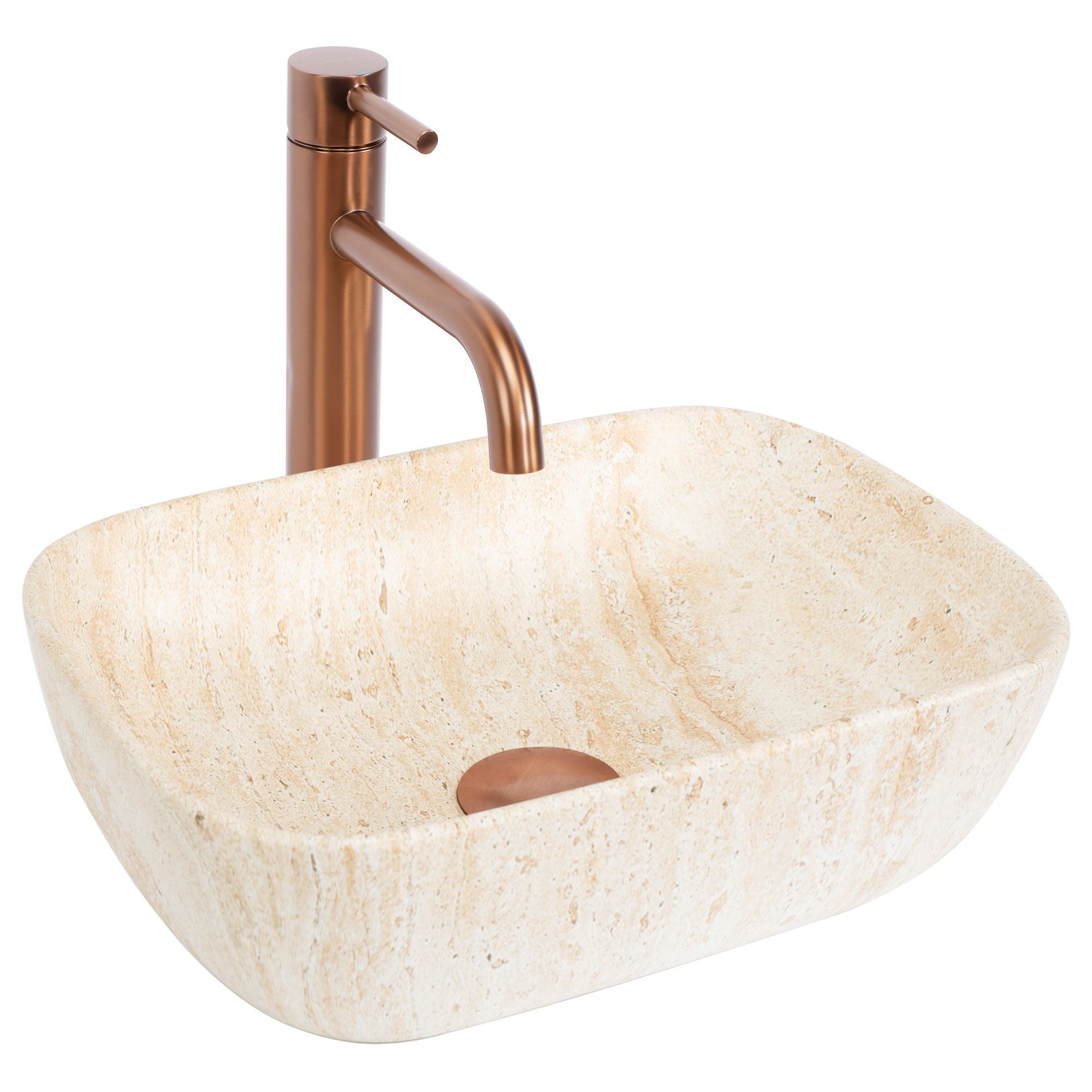 Lavoar baie pe blat dreptunghiular 36 cm ceramică imitatie piatra mat – Rea Belinda Mini