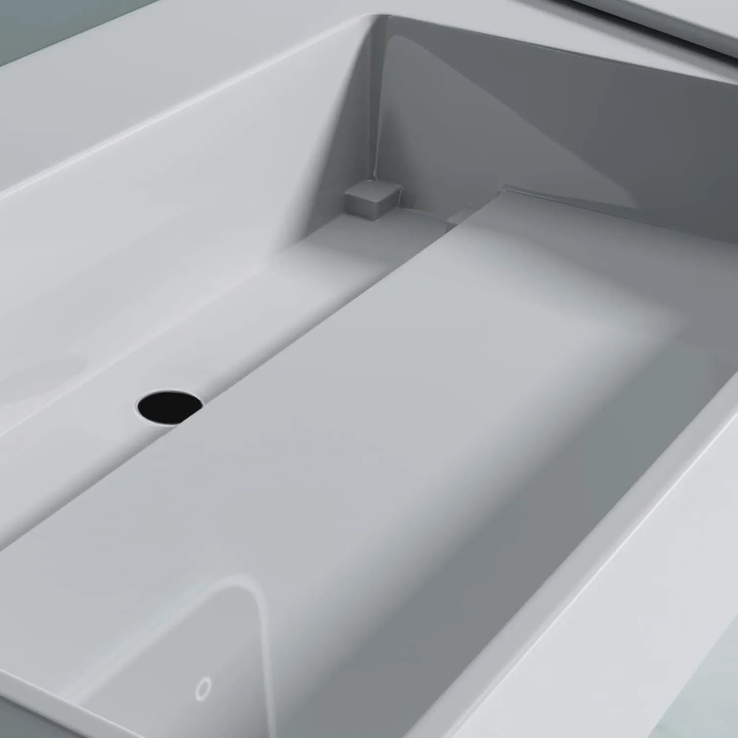Lavoar baie pe blat dreptunghiular 75 cm conglomerat alb lucios – Rea Archi