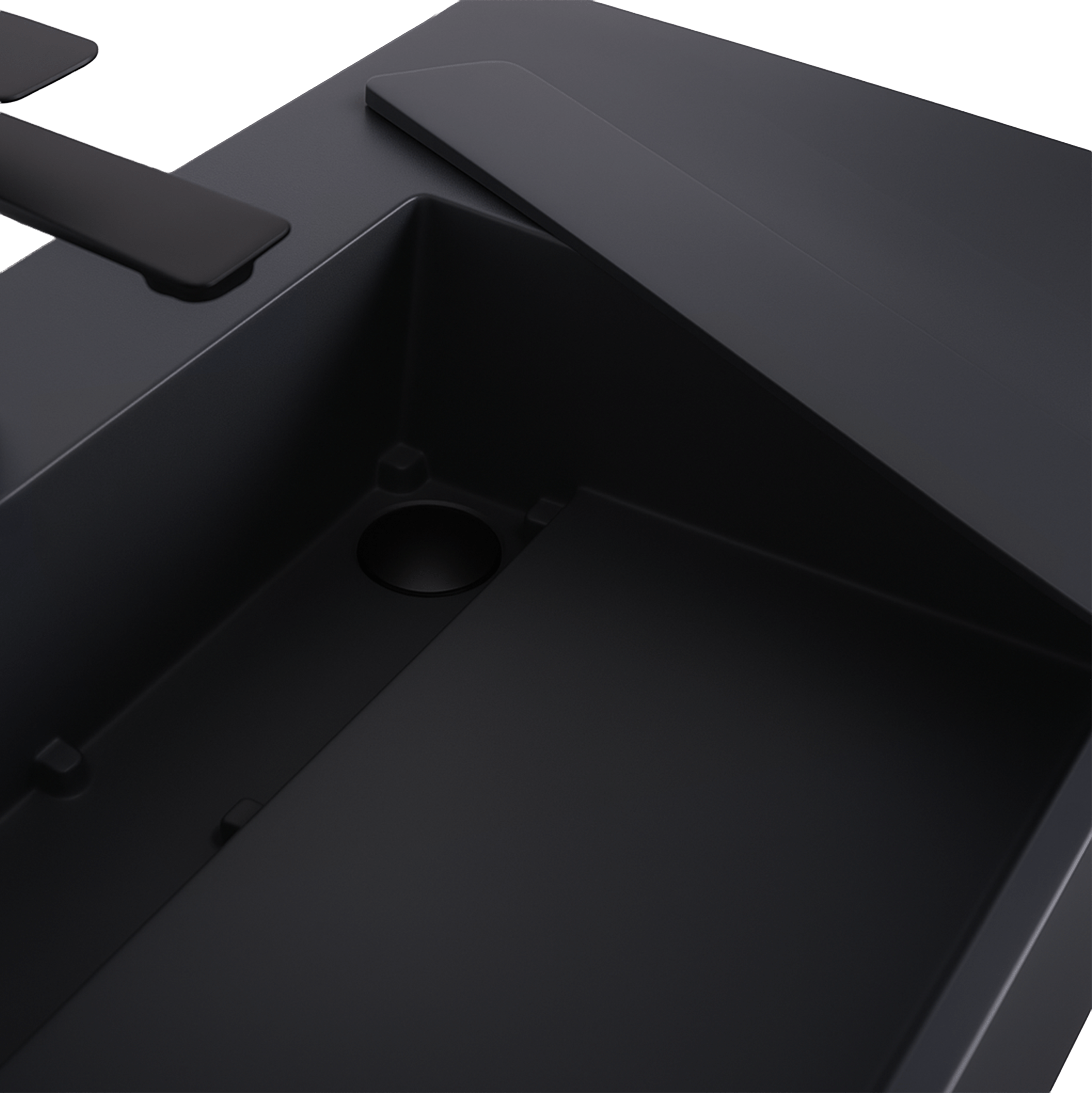 Lavoar baie pe blat dreptunghiular 75 cm conglomerat gri mat – Rea Archi