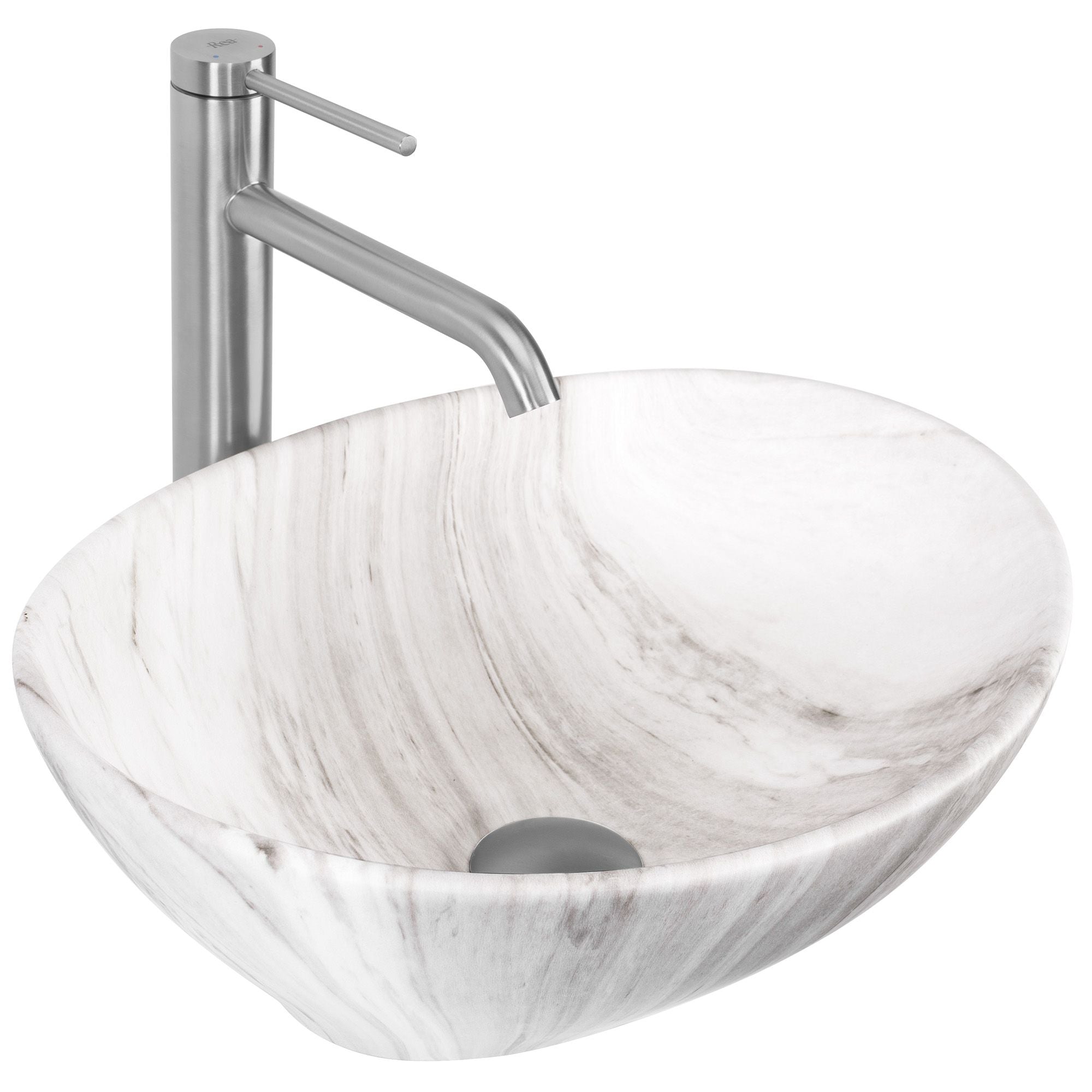 Lavoar baie pe blat oval 41 cm ceramic imitație piatră mat – Rea Sofia Ash Matt