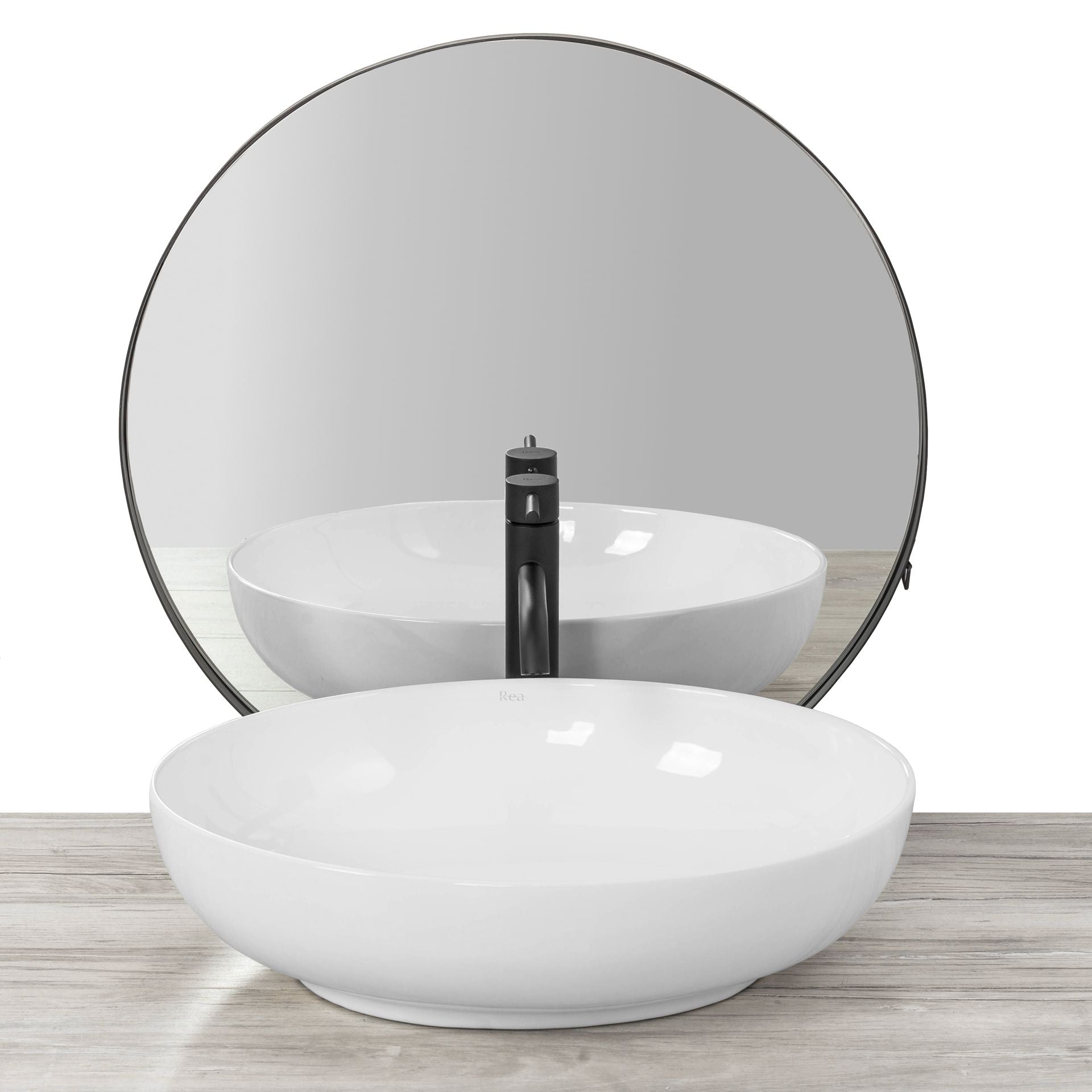Lavoar baie pe blat oval 51 cm ceramic alb lucios – Rea Carola Slim