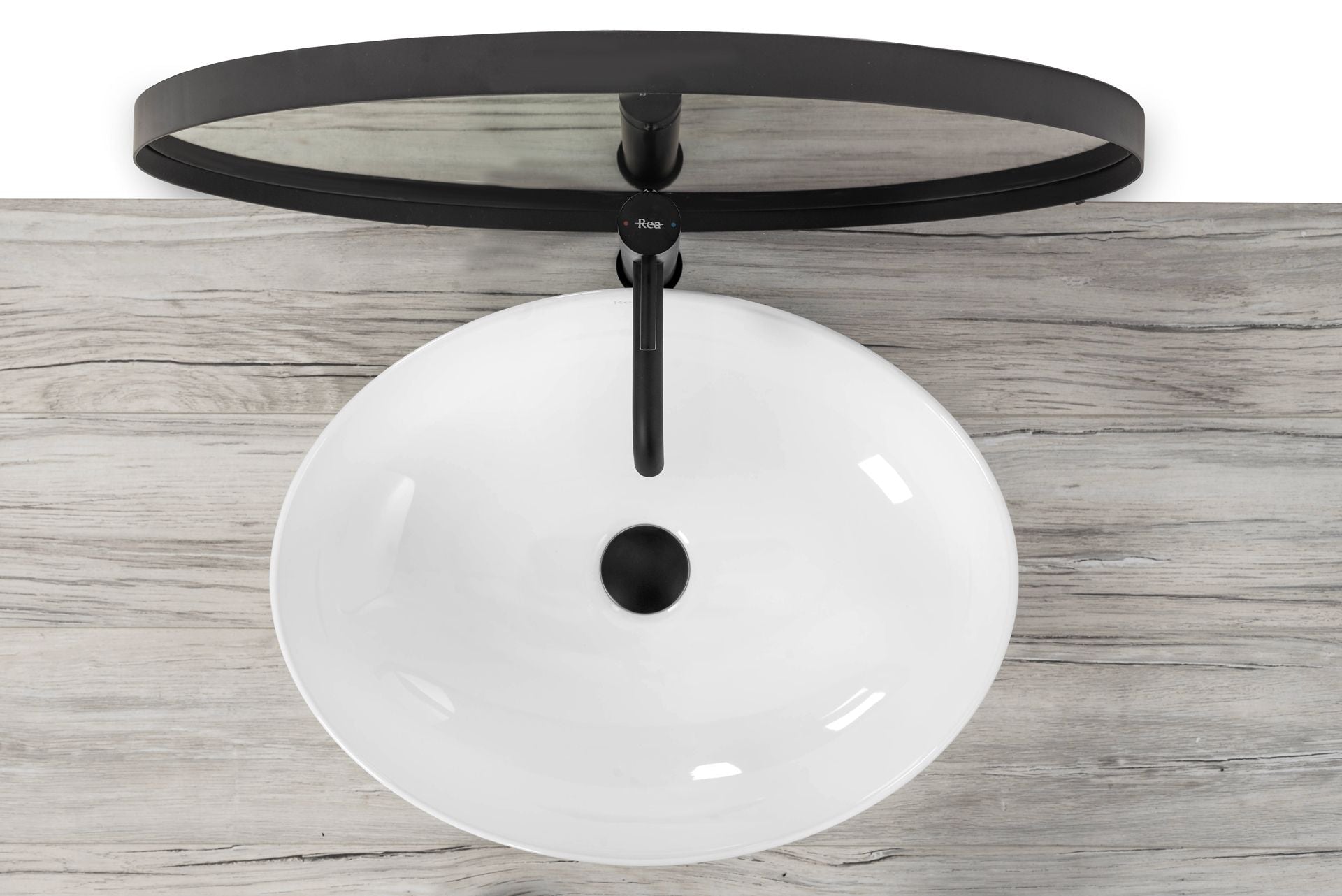 Lavoar baie pe blat oval 51 cm ceramic alb lucios – Rea Carola Slim