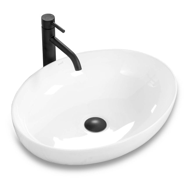 Lavoar baie pe blat oval 51 cm ceramic alb lucios – Rea Carola Slim
