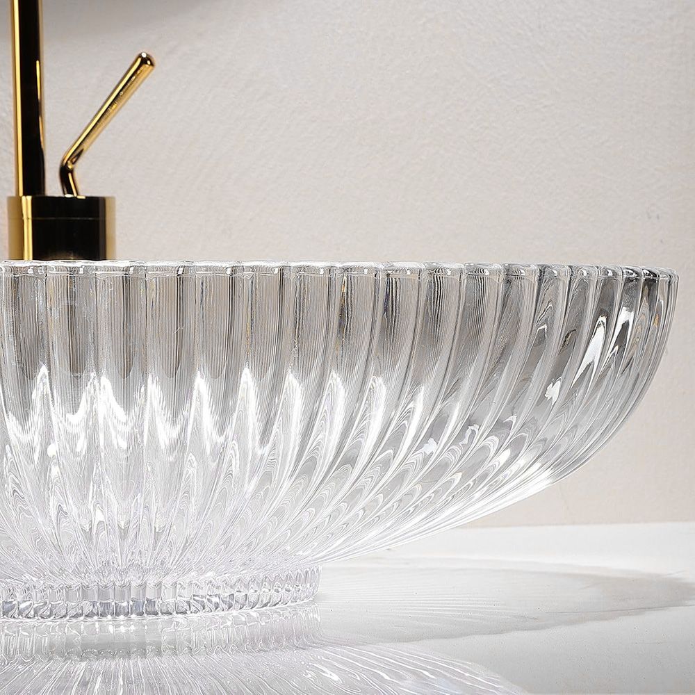 Lavoar baie pe blat oval 51 cm sticlă securizată transparentă lucioasă – Rea Nicole