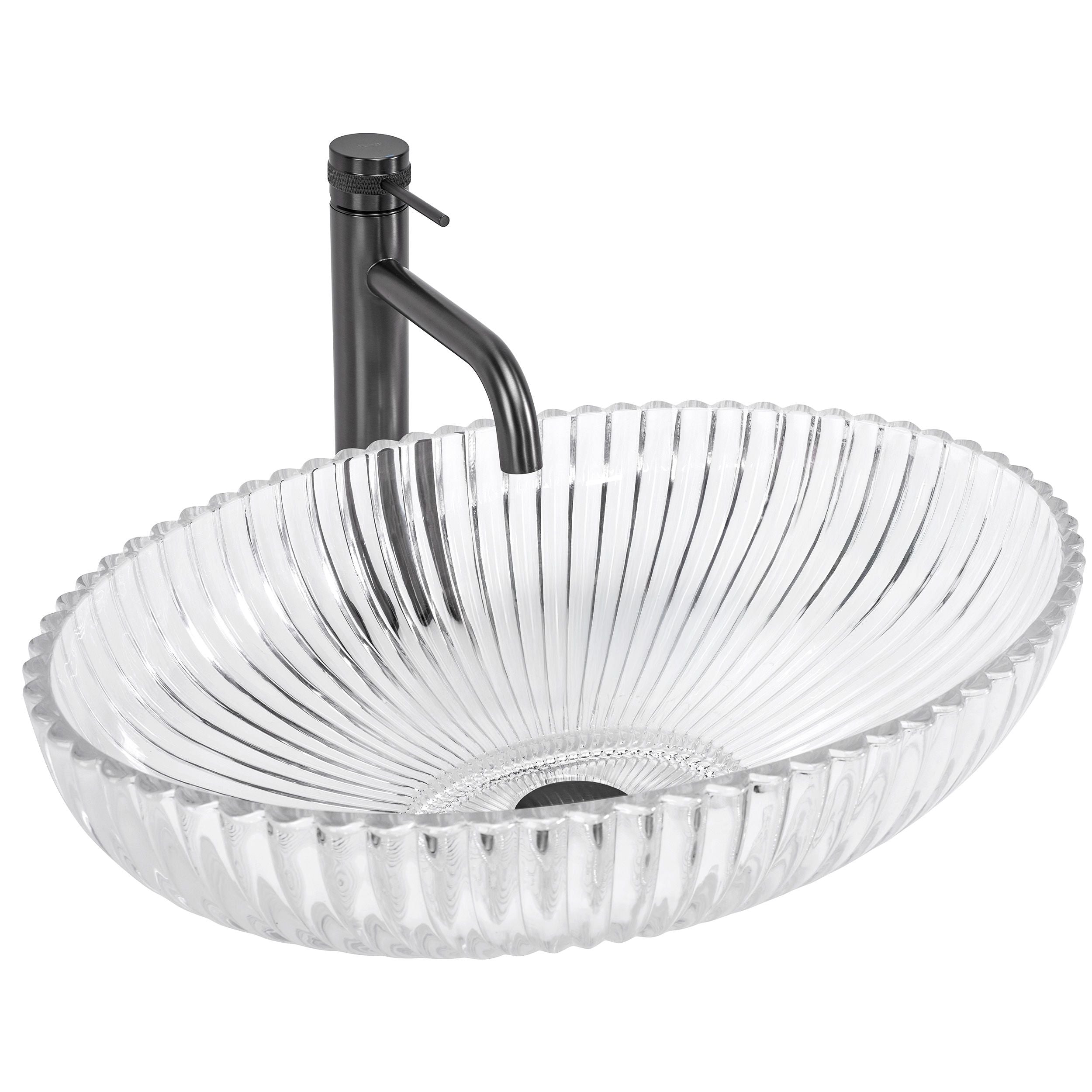 Lavoar baie pe blat oval 51 cm sticlă securizată transparentă lucioasă – Rea Nicole