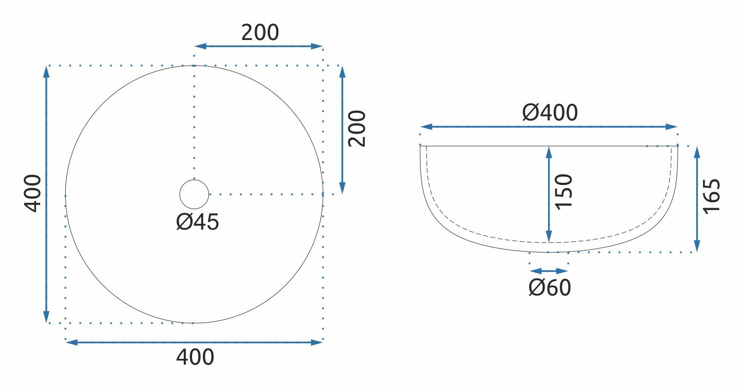 Lavoar baie pe blat rotund 40 cm sticlă transparentă – Rea Sue