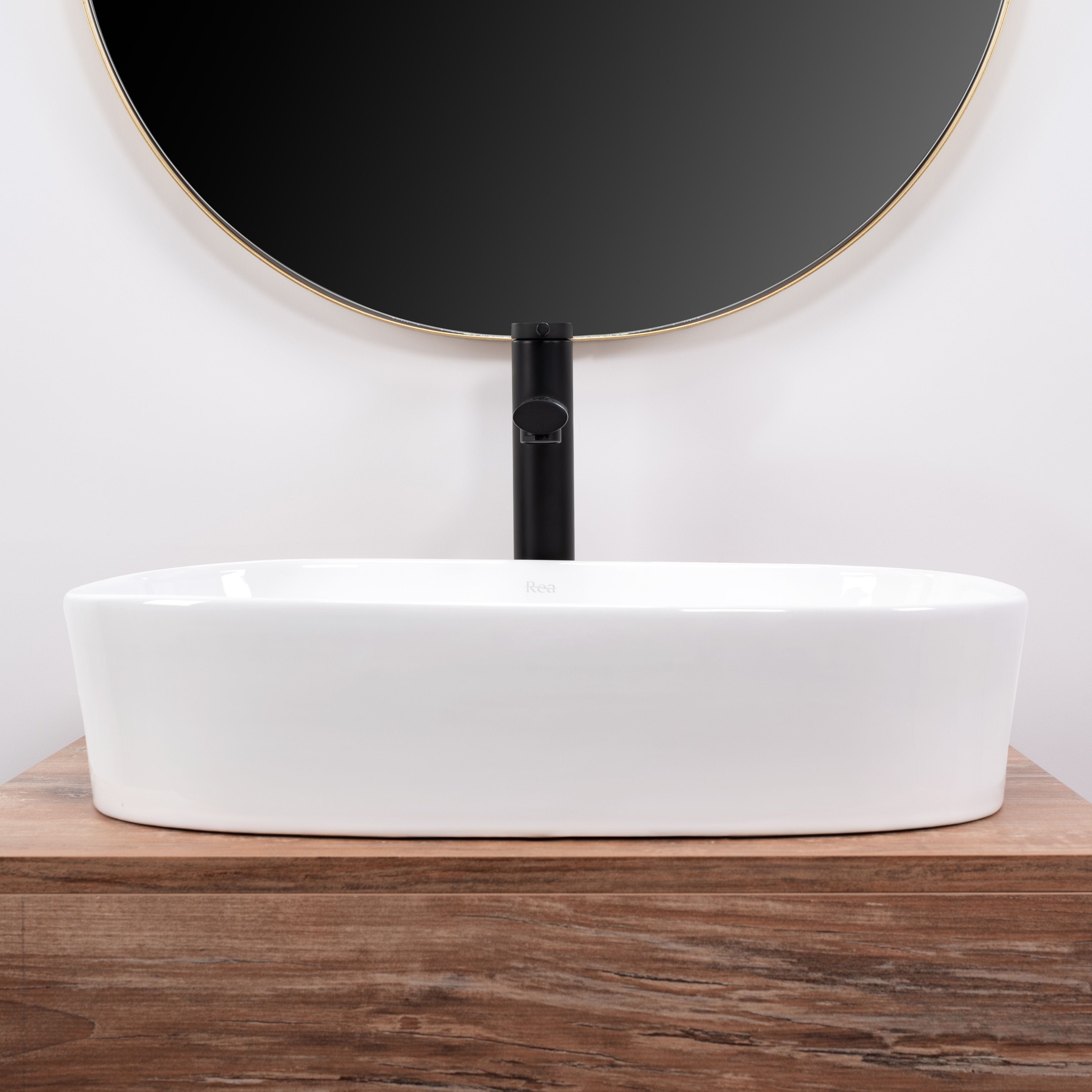 Lavoar ceramic pe blat Rea Angie, 52 cm, alb