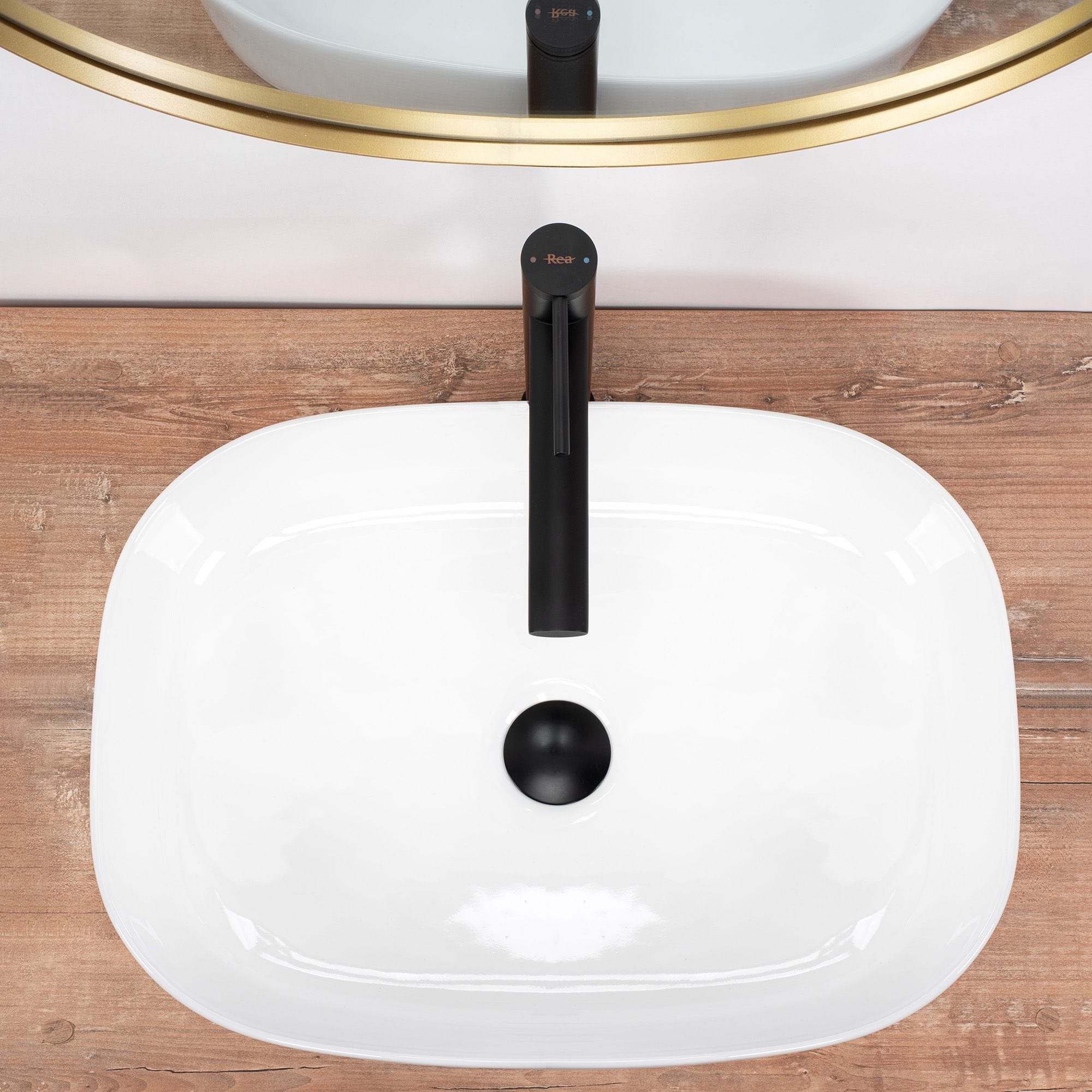 Lavoar ceramic pe blat Rea Angie, 52 cm, alb