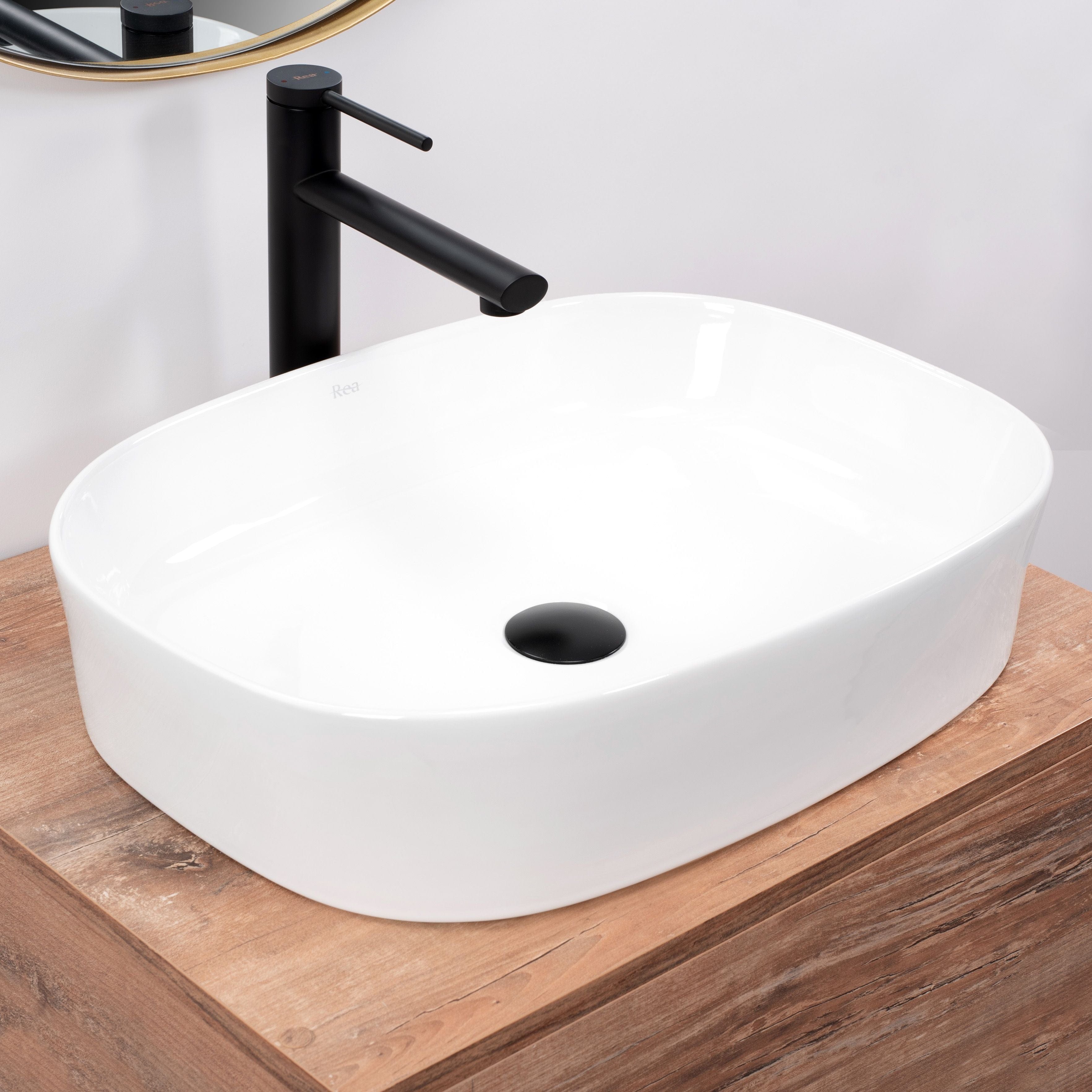 Lavoar ceramic pe blat Rea Angie, 52 cm, alb
