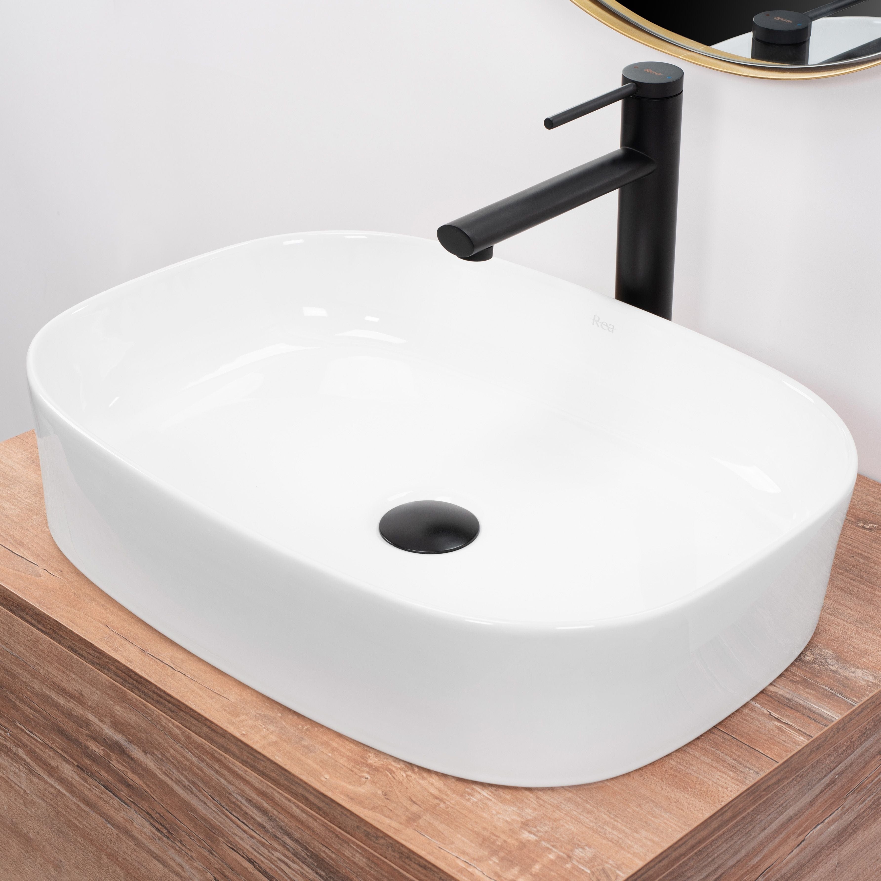 Lavoar ceramic pe blat Rea Angie, 52 cm, alb
