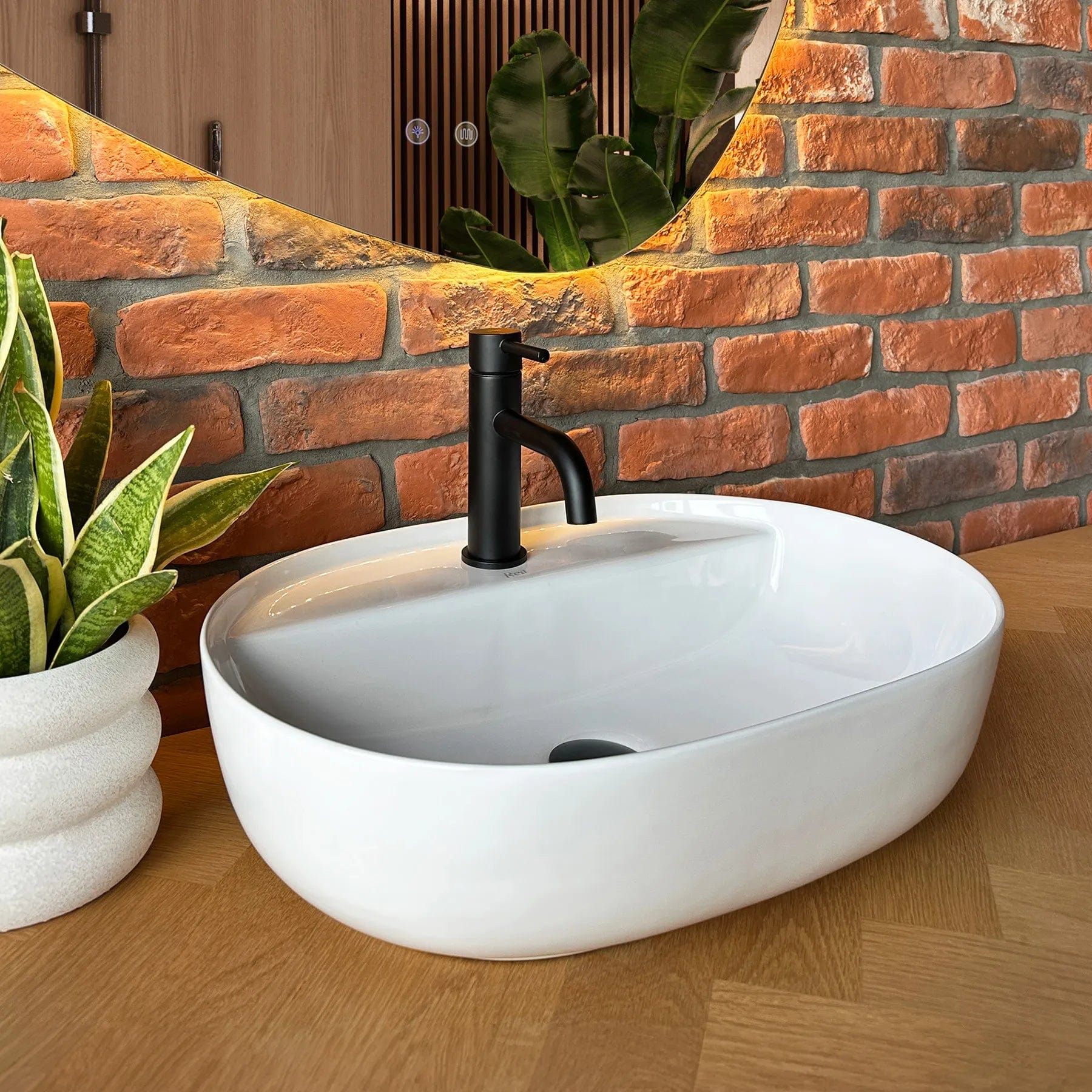 Lavoar ceramic pe blat Rea Aura, 50.5 cm, alb