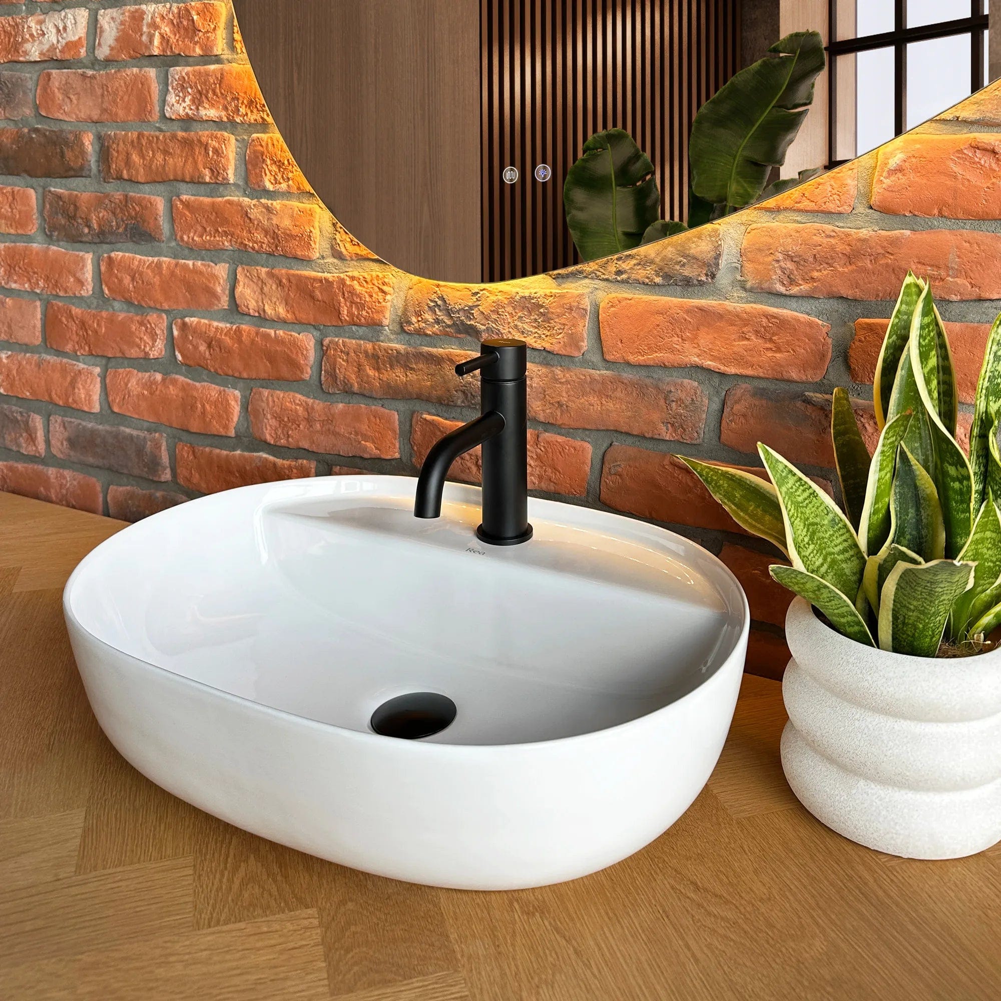 Lavoar ceramic pe blat Rea Aura, 50.5 cm, alb