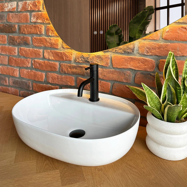 Lavoar ceramic pe blat Rea Aura, 50.5 cm, alb