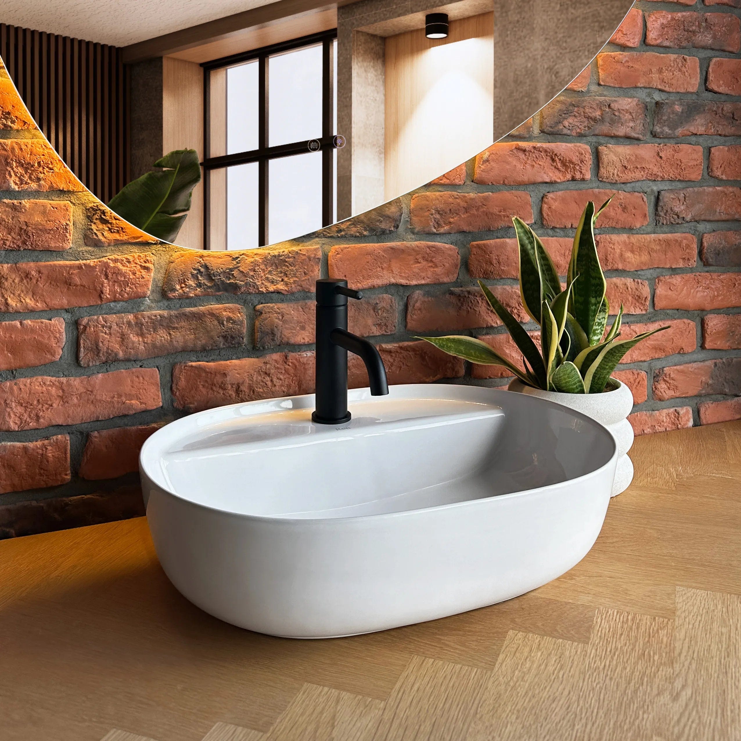 Lavoar ceramic pe blat Rea Aura, 50.5 cm, alb