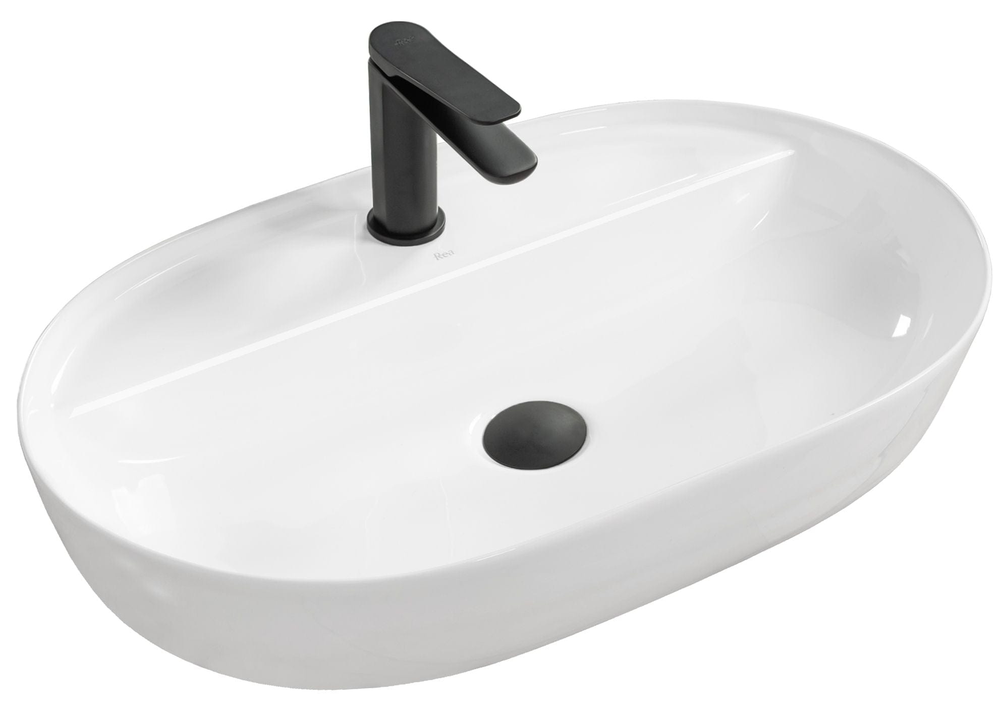 Lavoar ceramic pe blat Rea Aura, 60.5 cm, alb