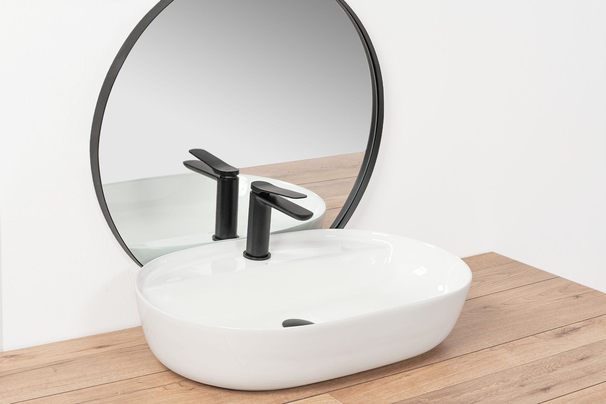 Lavoar ceramic pe blat Rea Aura, 60.5 cm, alb