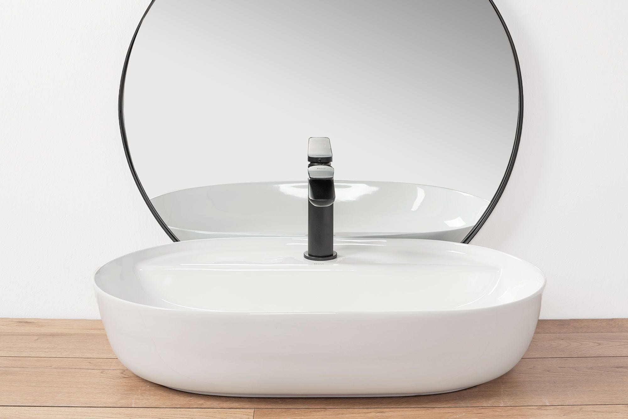 Lavoar ceramic pe blat Rea Aura, 60.5 cm, alb