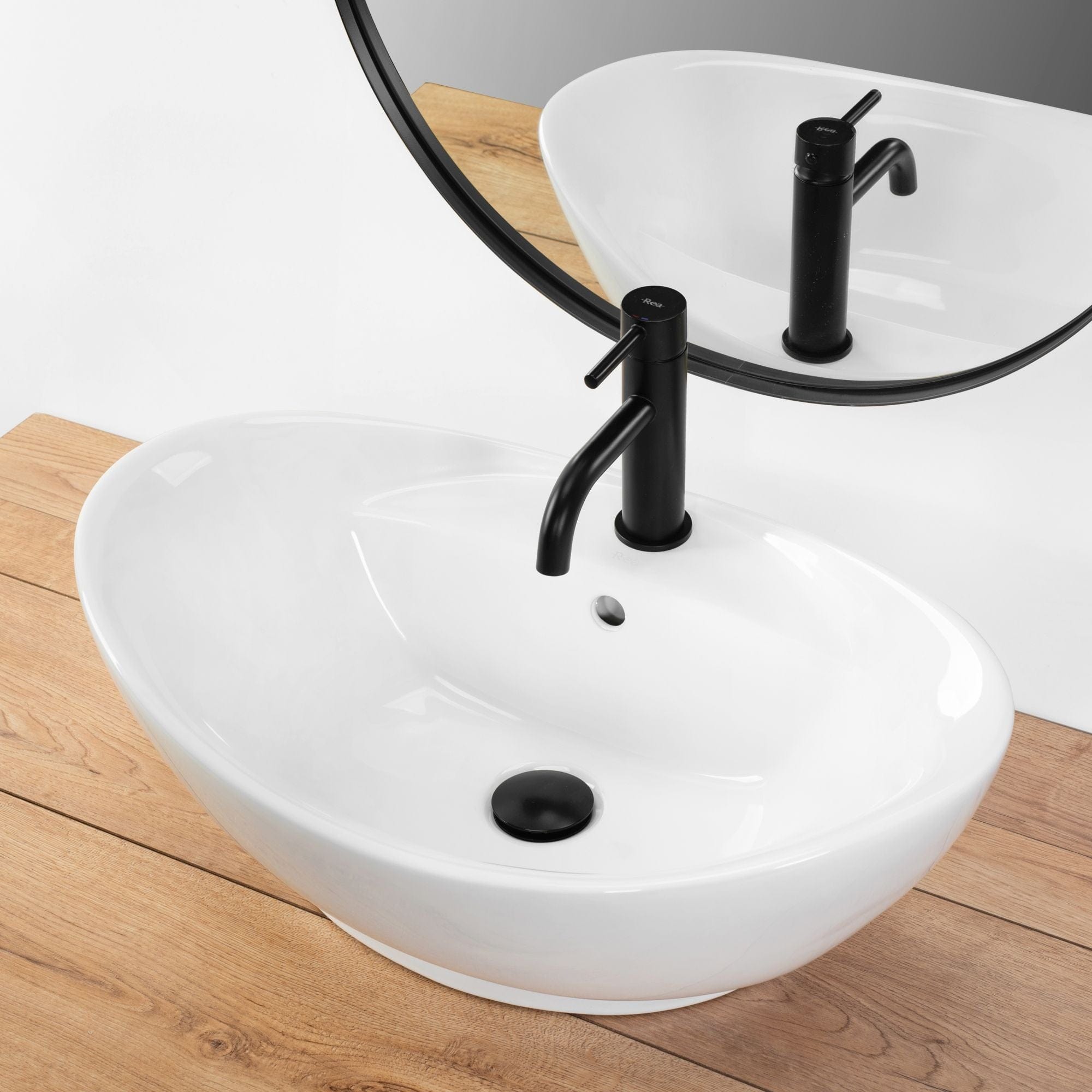 Lavoar ceramic pe blat Rea Cindy, 58.5 cm, alb