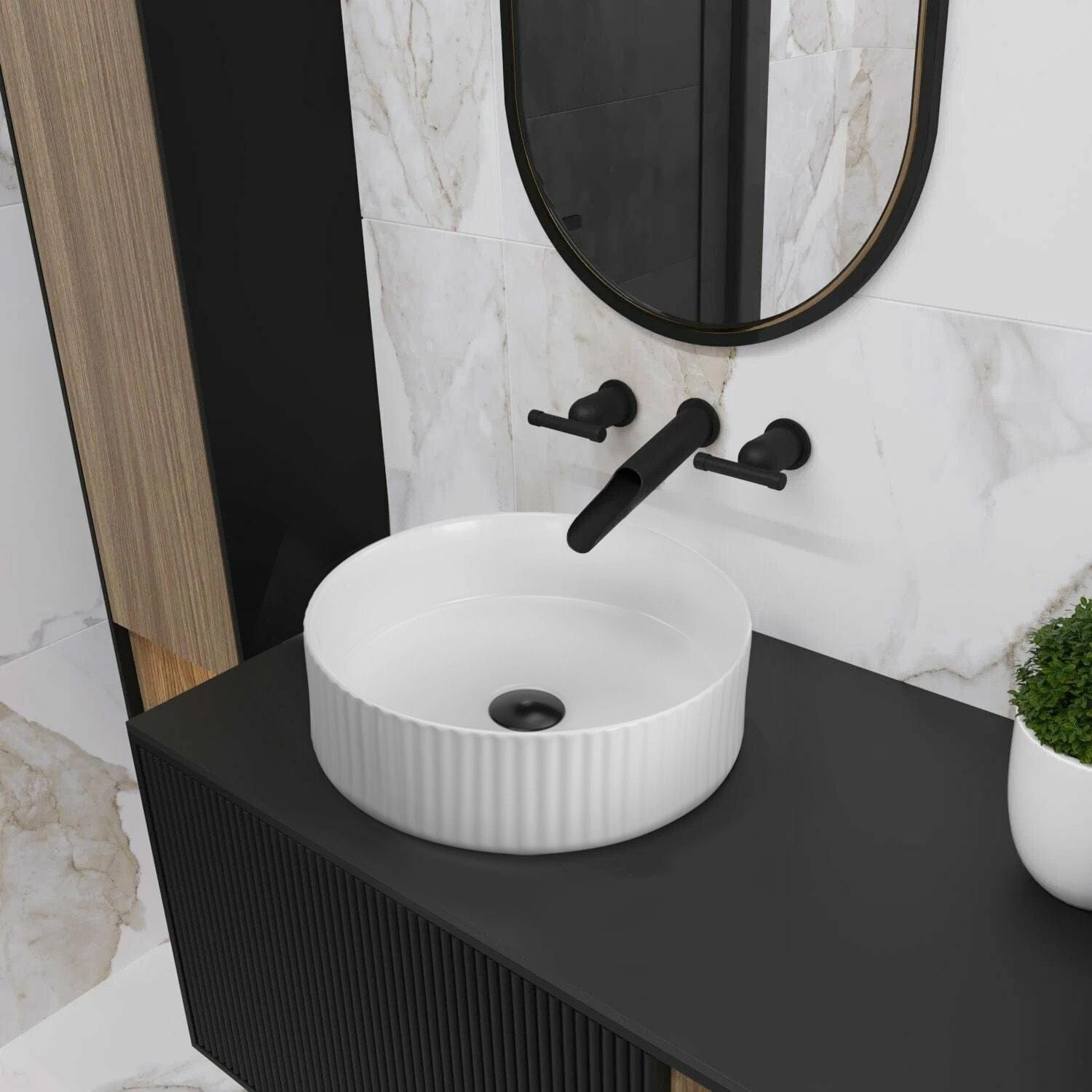 Lavoar ceramic pe blat Rea Delia, 36 cm, alb