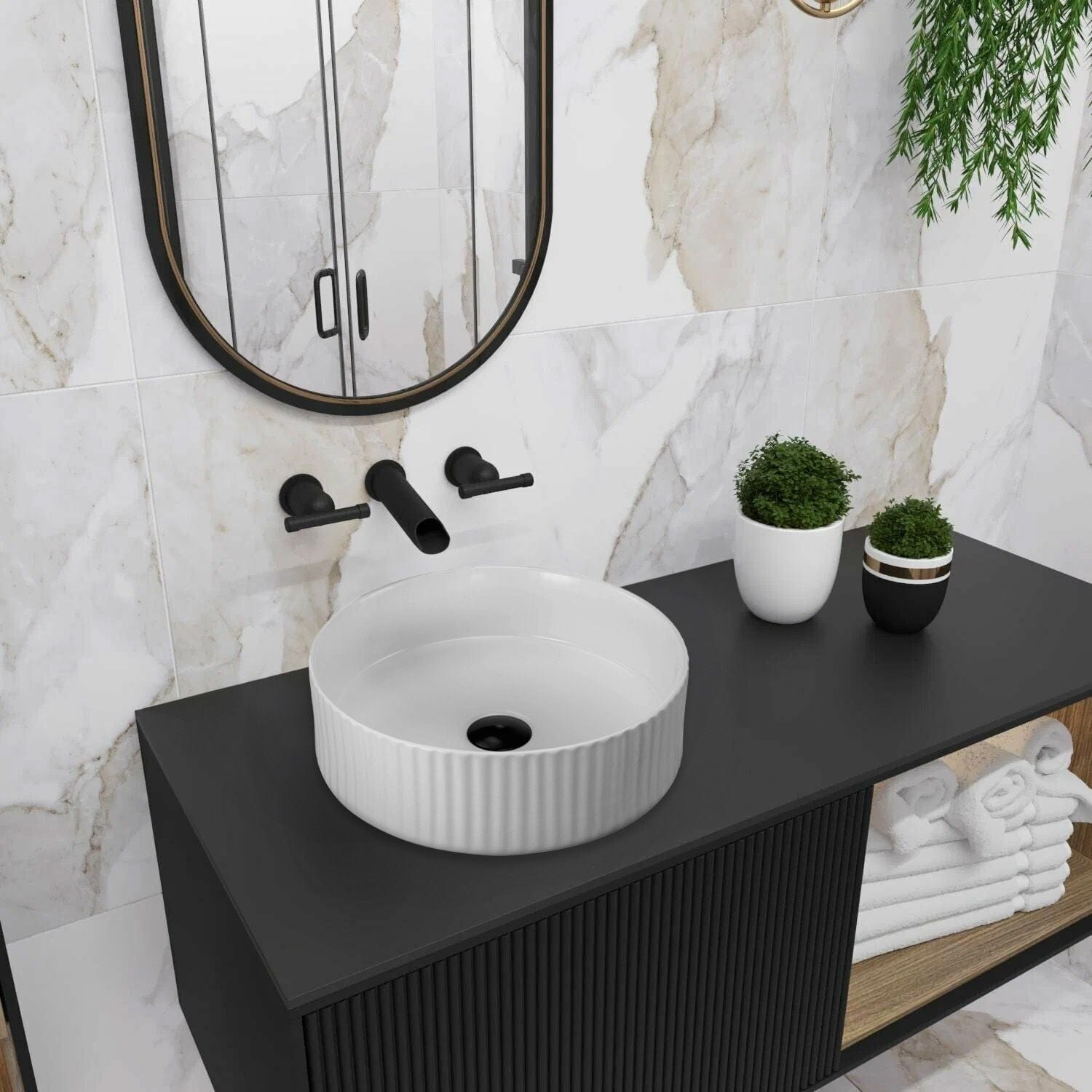 Lavoar ceramic pe blat Rea Delia, 36 cm, alb