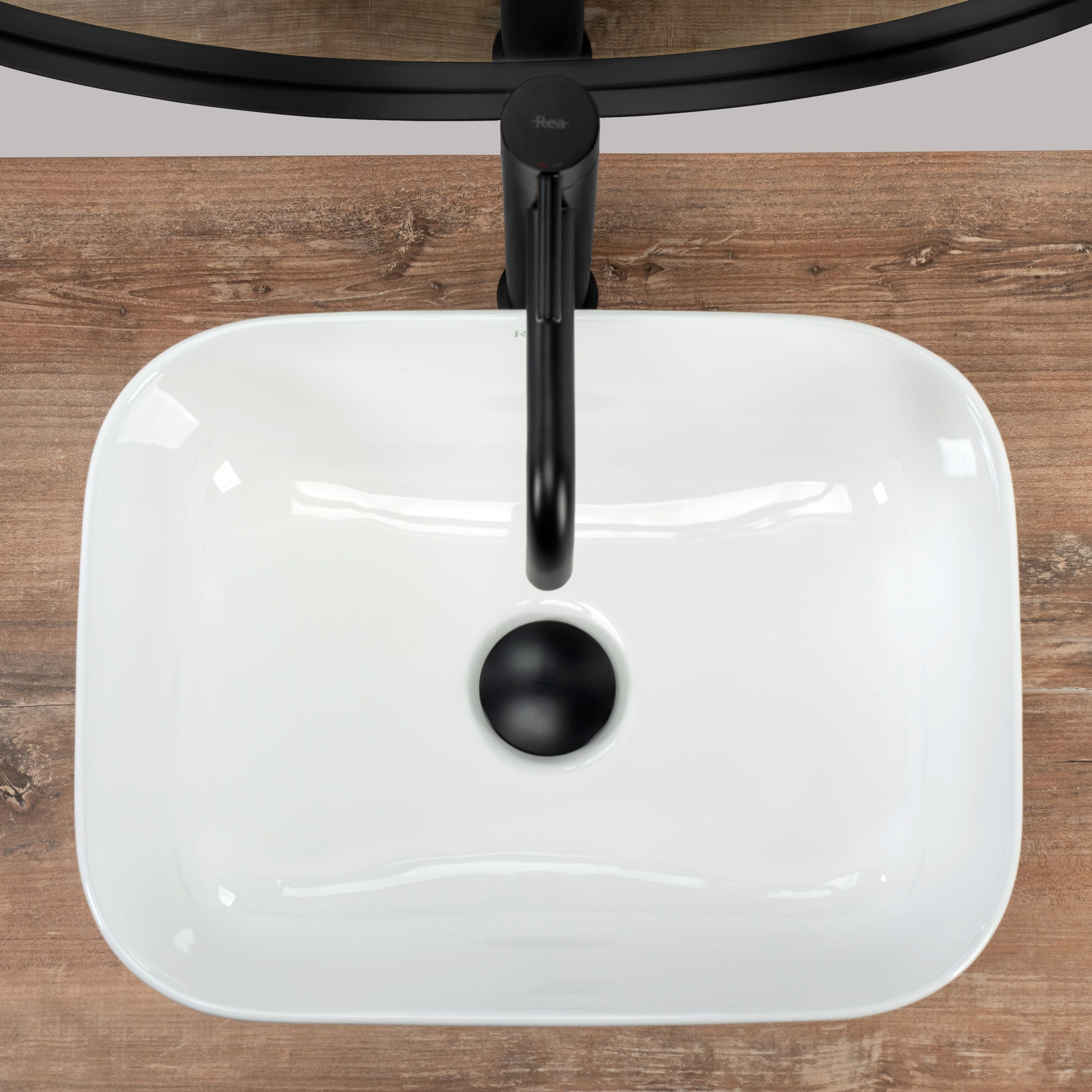 Lavoar ceramic pe blat Rea Demi Mini, 40.5 cm, alb