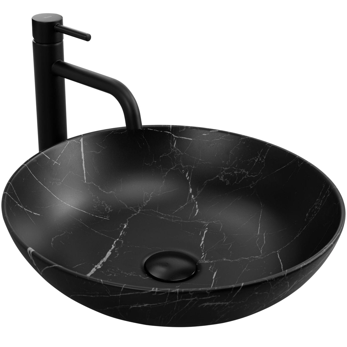 Lavoar ceramic pe blat Rea Fibo, 40.5 cm, negru mat