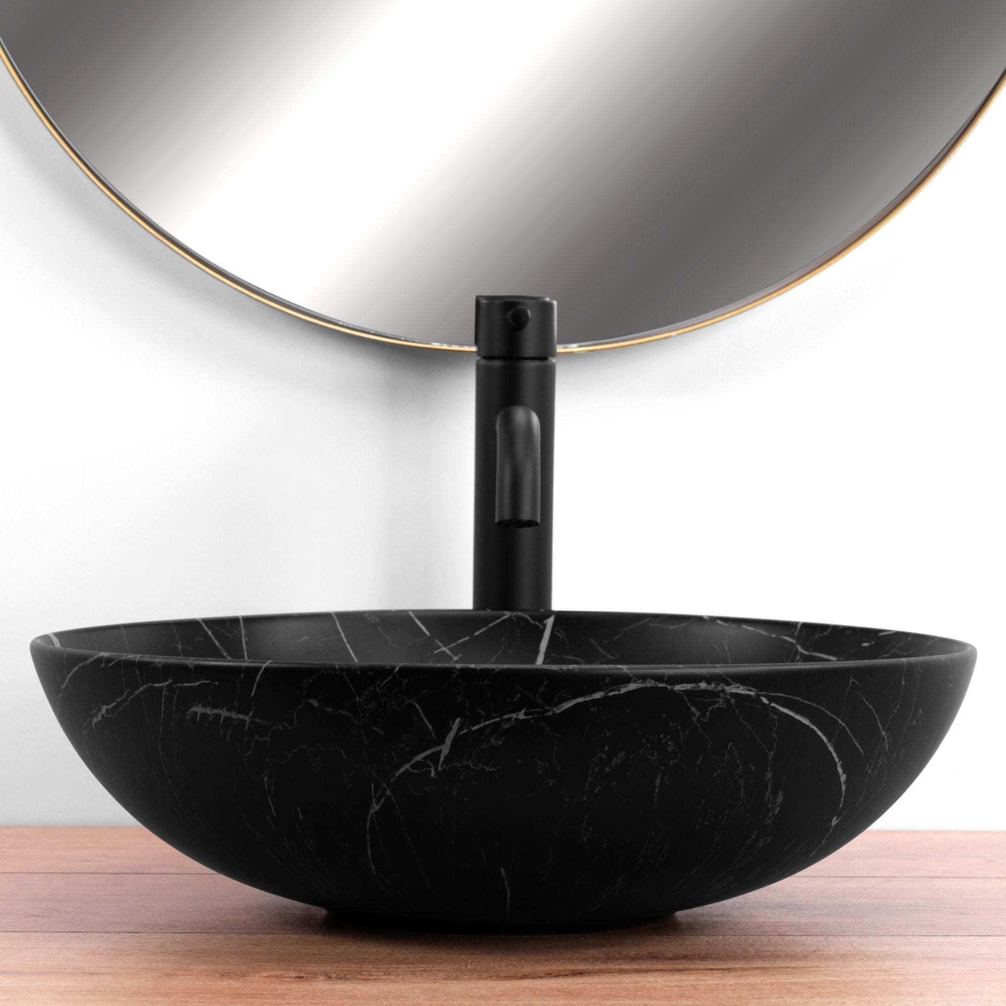 Lavoar ceramic pe blat Rea Fibo, 40.5 cm, negru mat