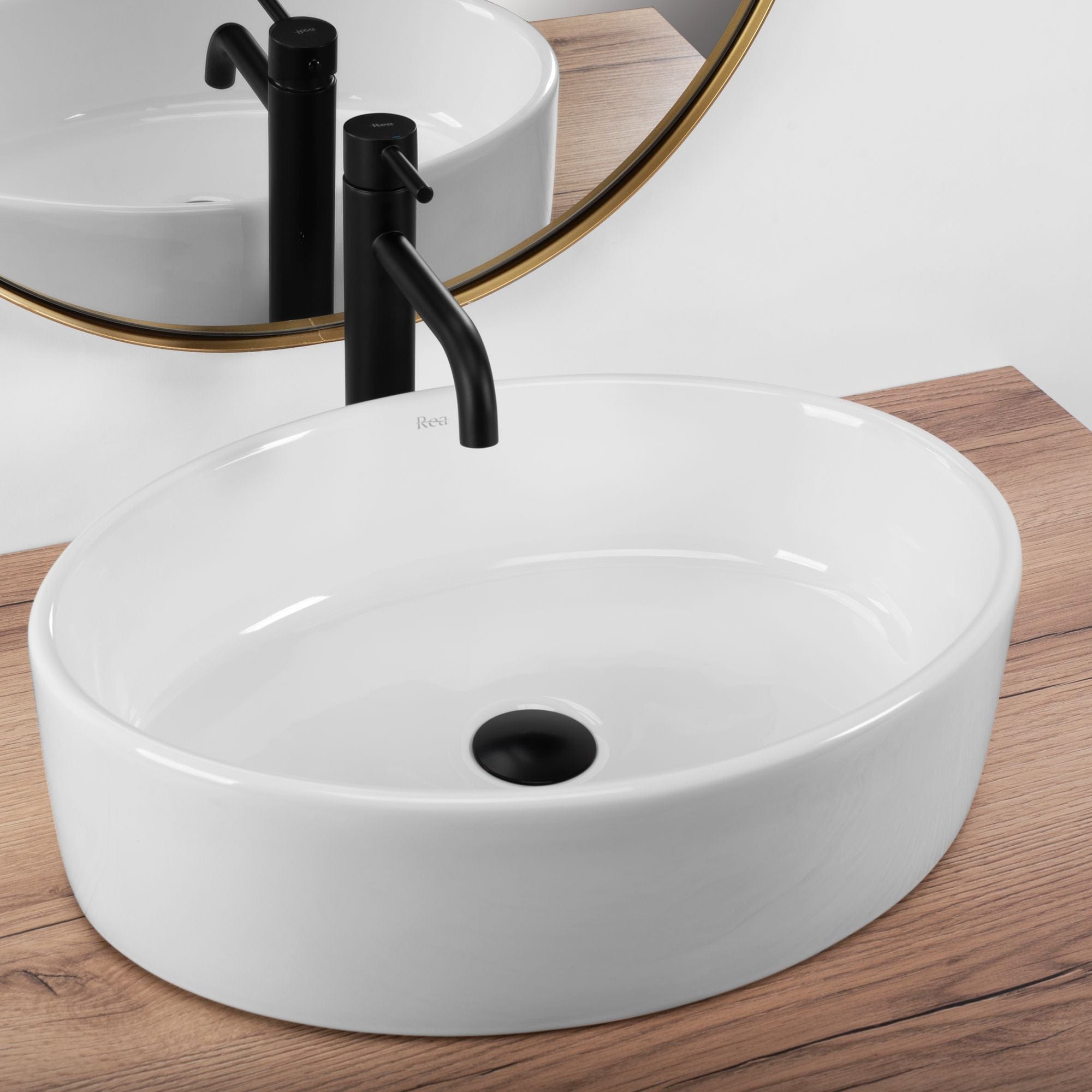 Lavoar ceramic pe blat Rea Fonda, 50 cm, alb
