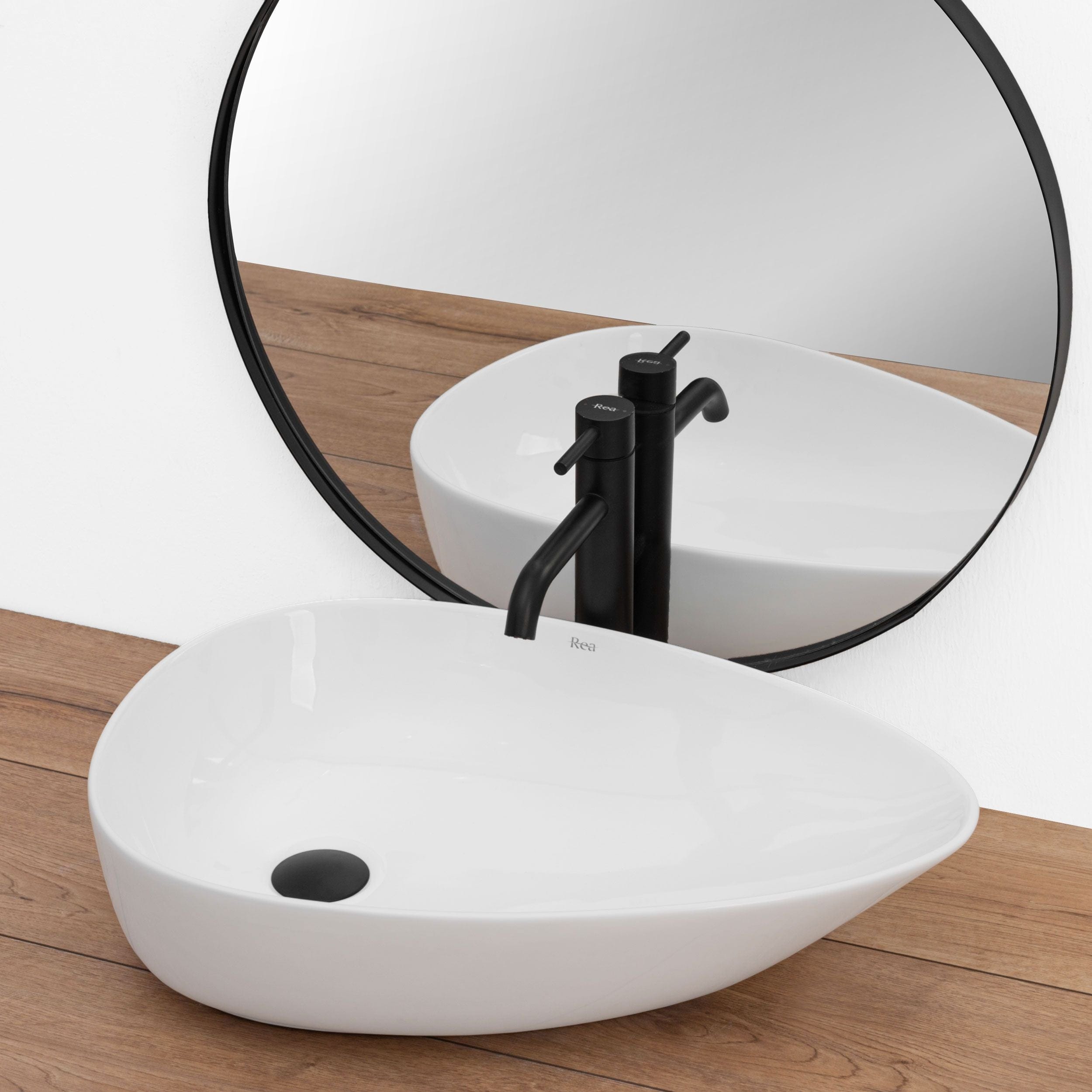 Lavoar ceramic pe blat Rea Greta, 56 cm, alb