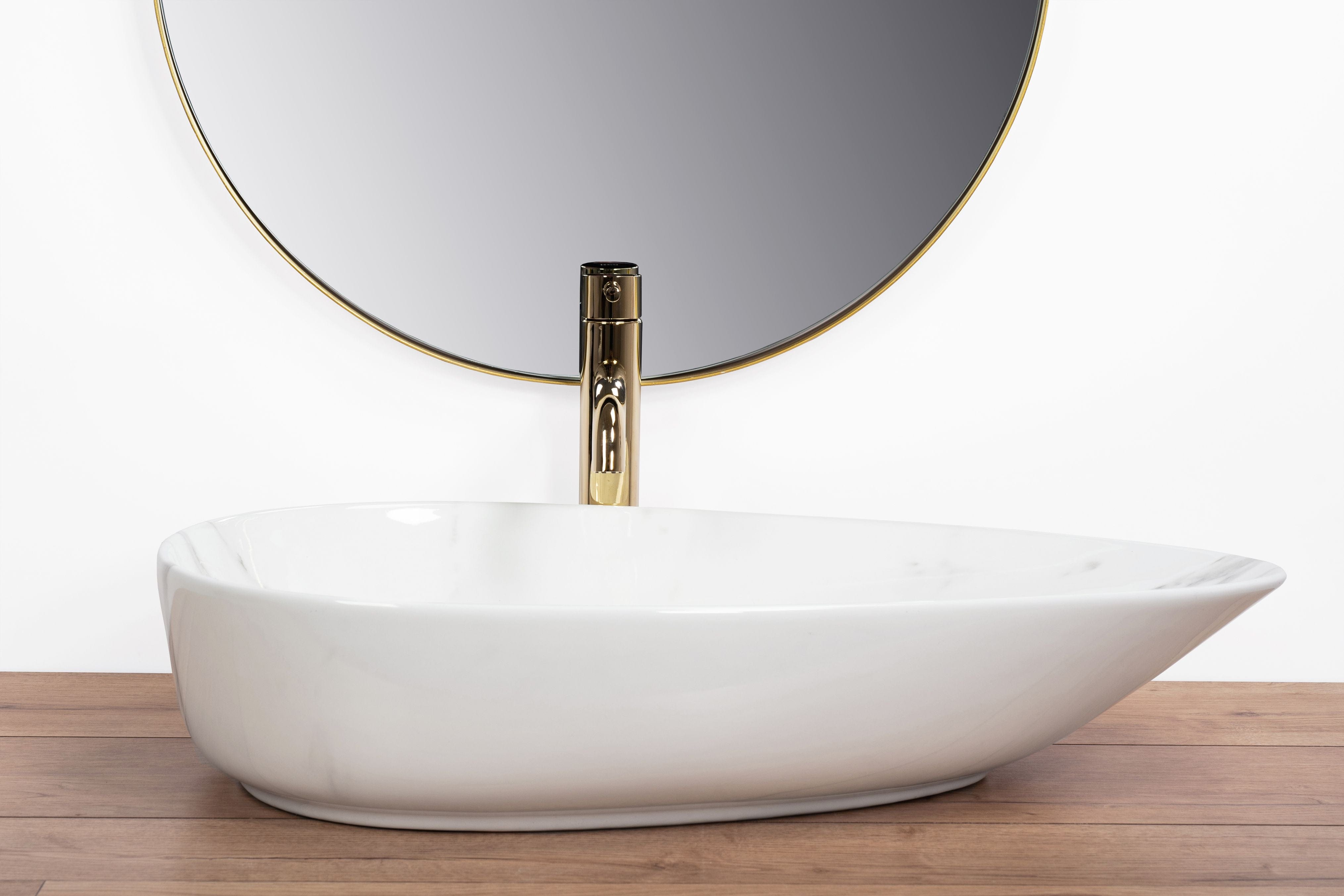 Lavoar ceramic pe blat Rea Greta, 65.5 cm, imitatie piatra