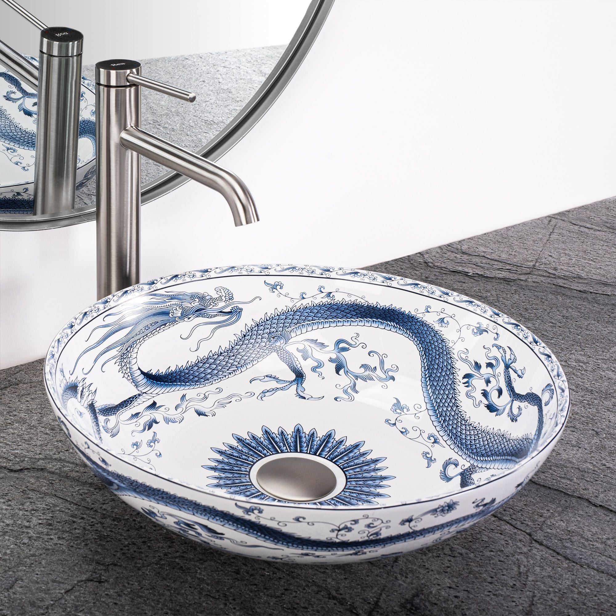 Lavoar ceramic pe blat Rea Kioto, 40 cm