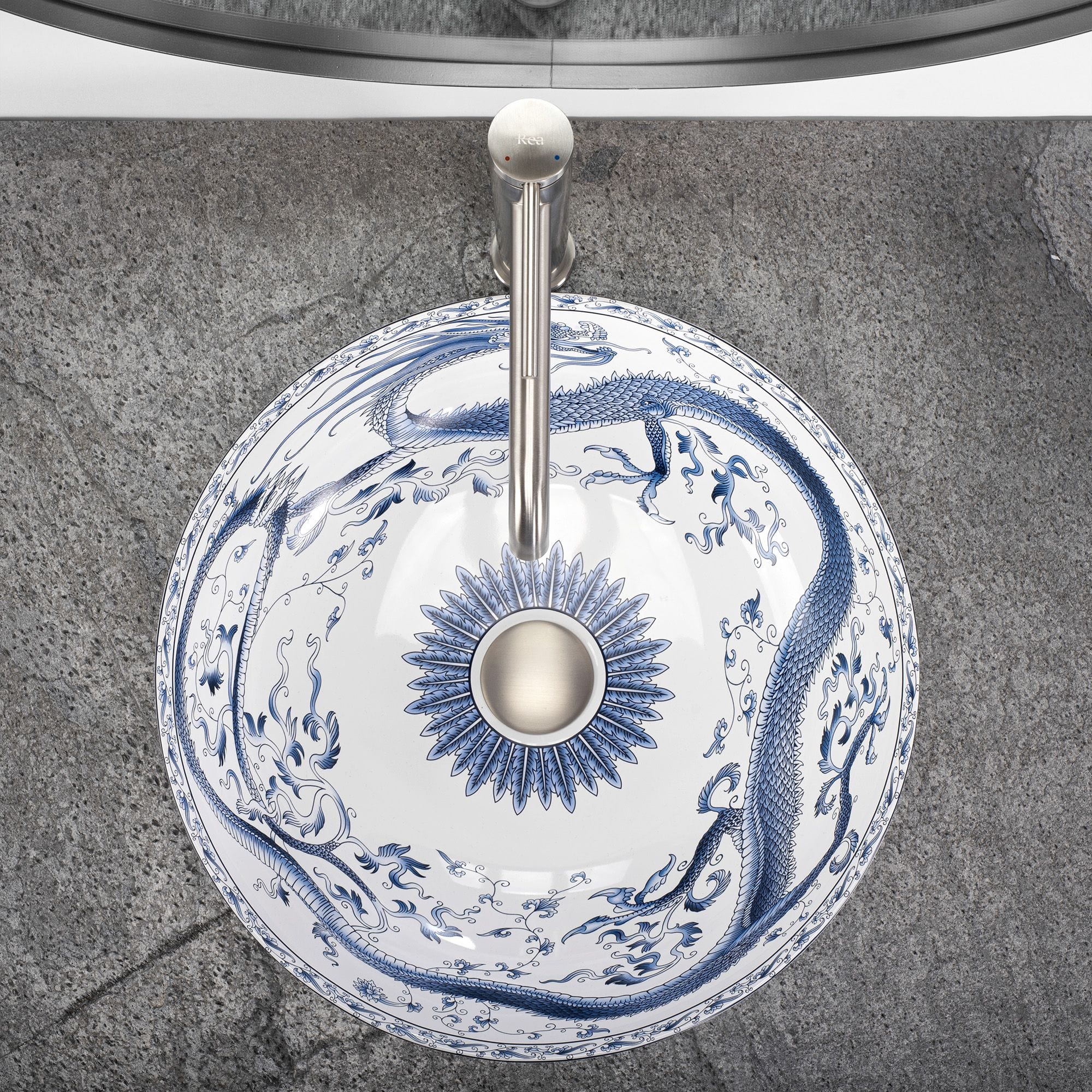 Lavoar ceramic pe blat Rea Kioto, 40 cm