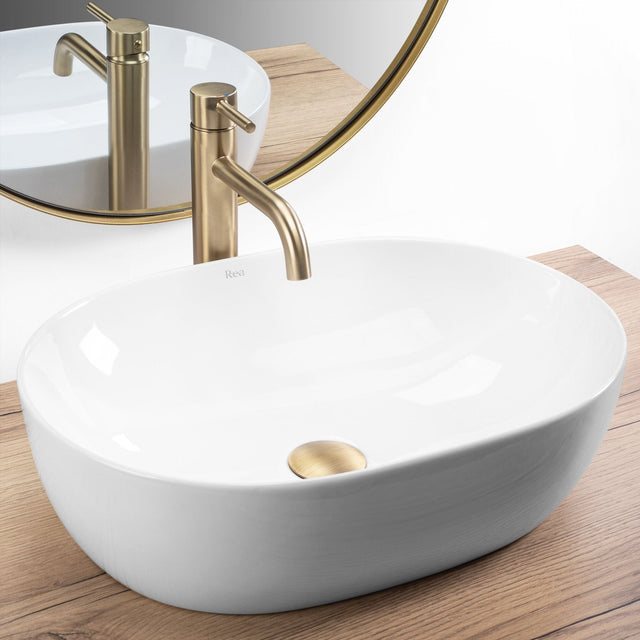 Lavoar ceramic pe blat Rea Lisa, 49 cm, alb