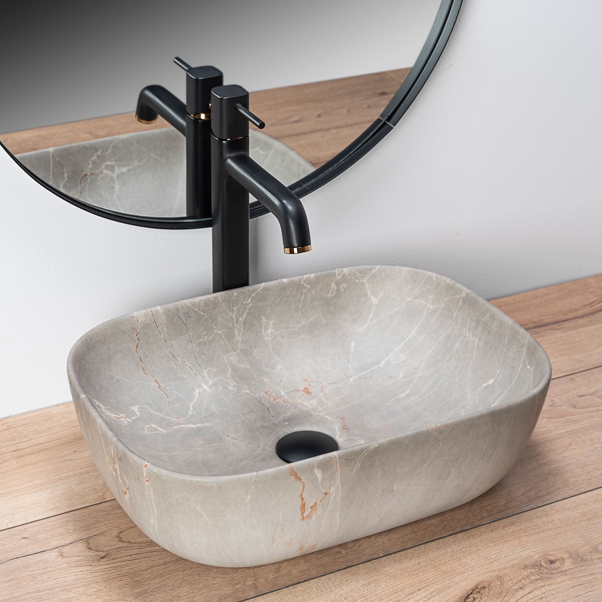 Lavoar ceramic pe blat Rea Livia, 46.5 cm, bej
