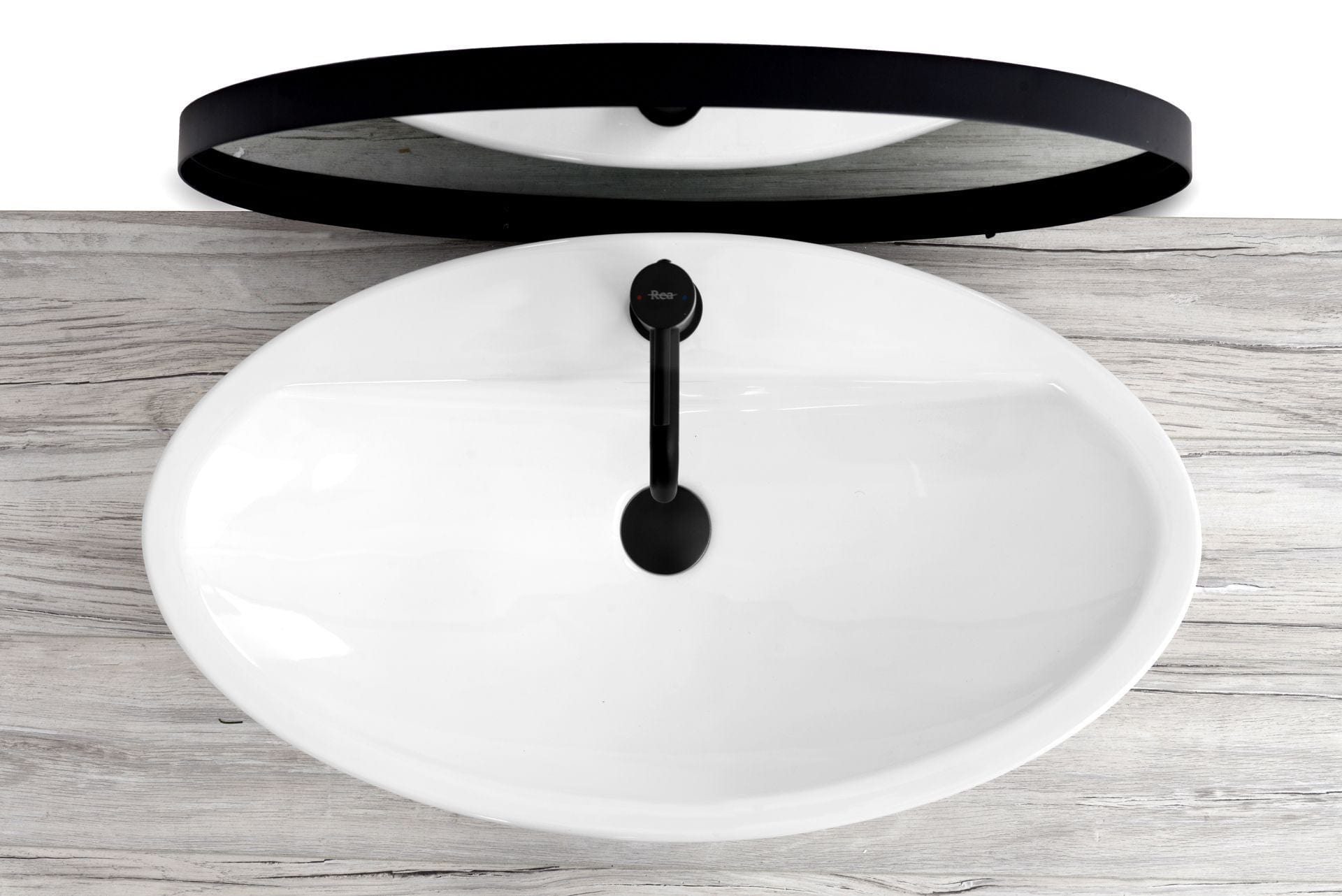 Lavoar ceramic pe blat Rea Lucia, 72.5 cm, alb