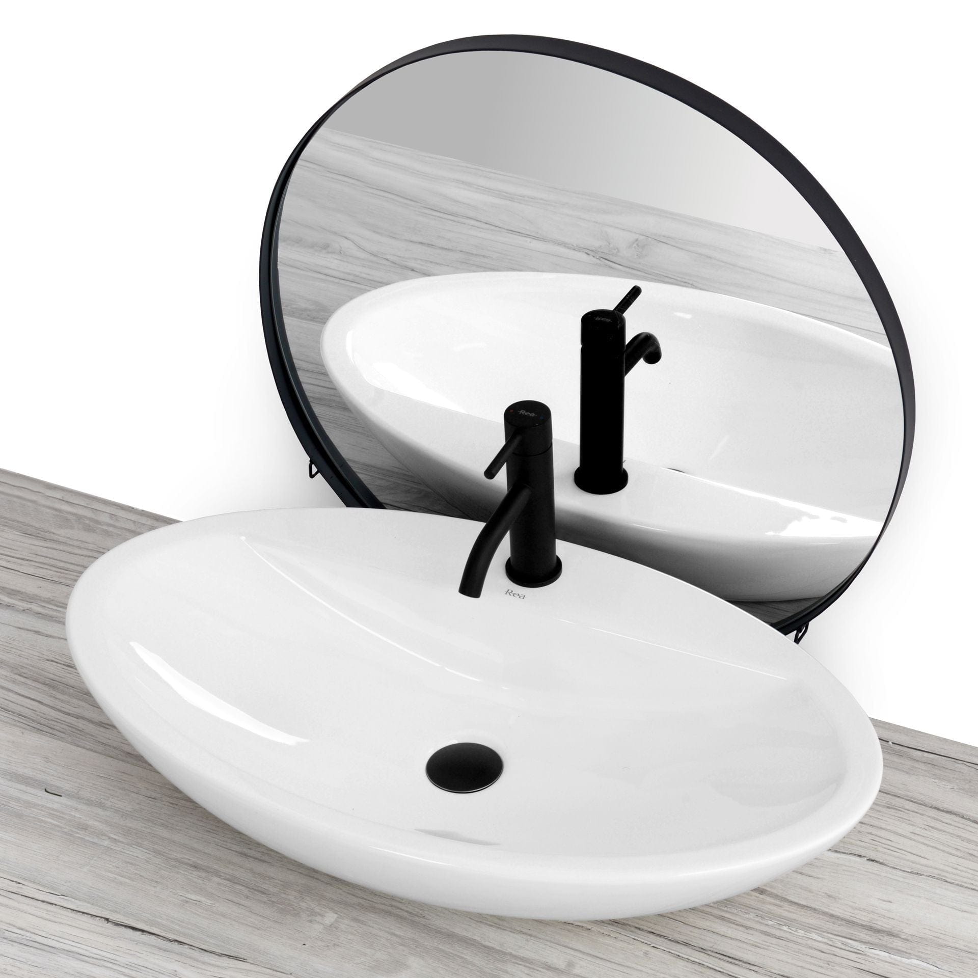 Lavoar ceramic pe blat Rea Lucia, 72.5 cm, alb