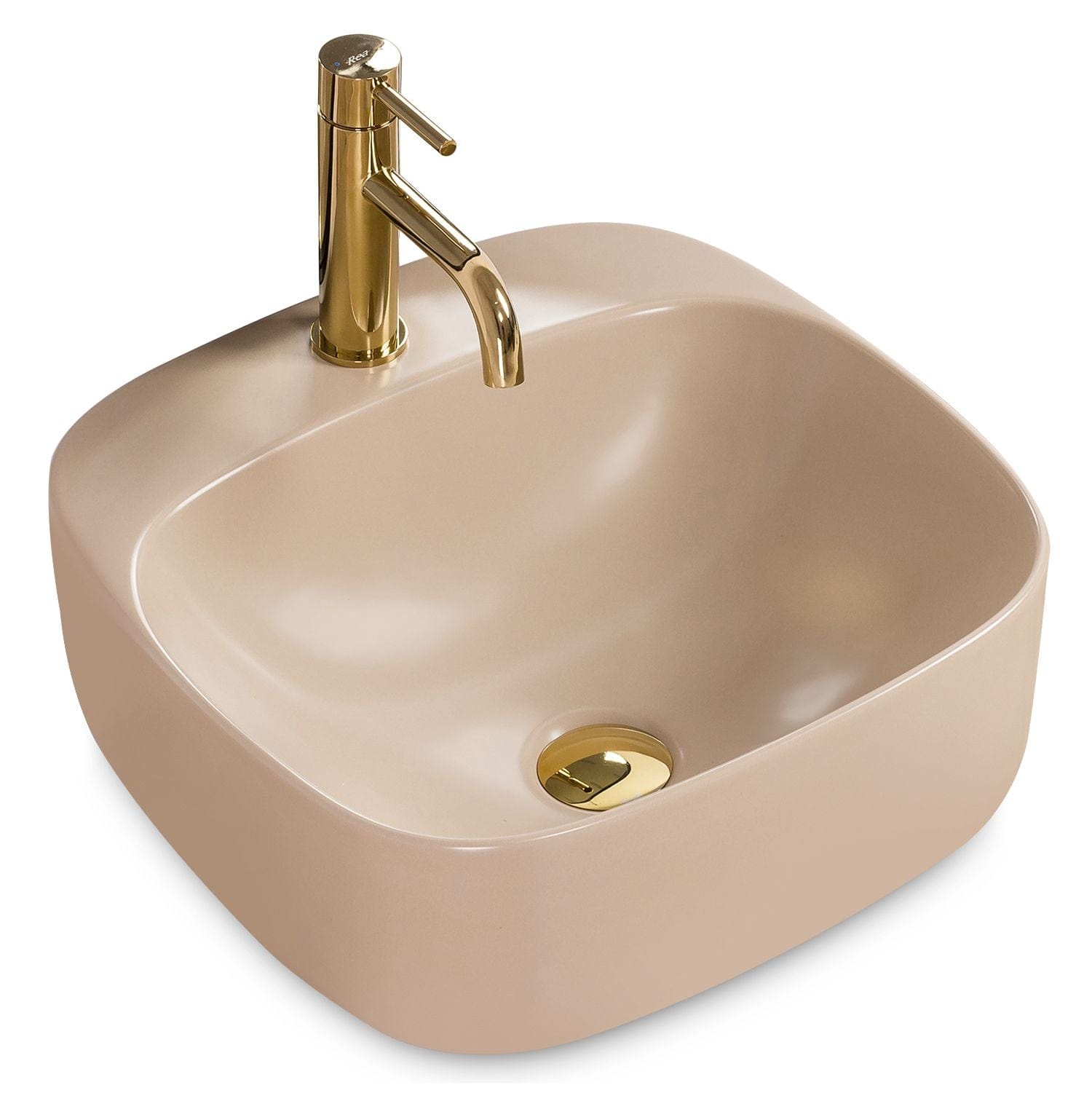Lavoar ceramic pe blat Rea Luiza, 42.5 cm, bej mat