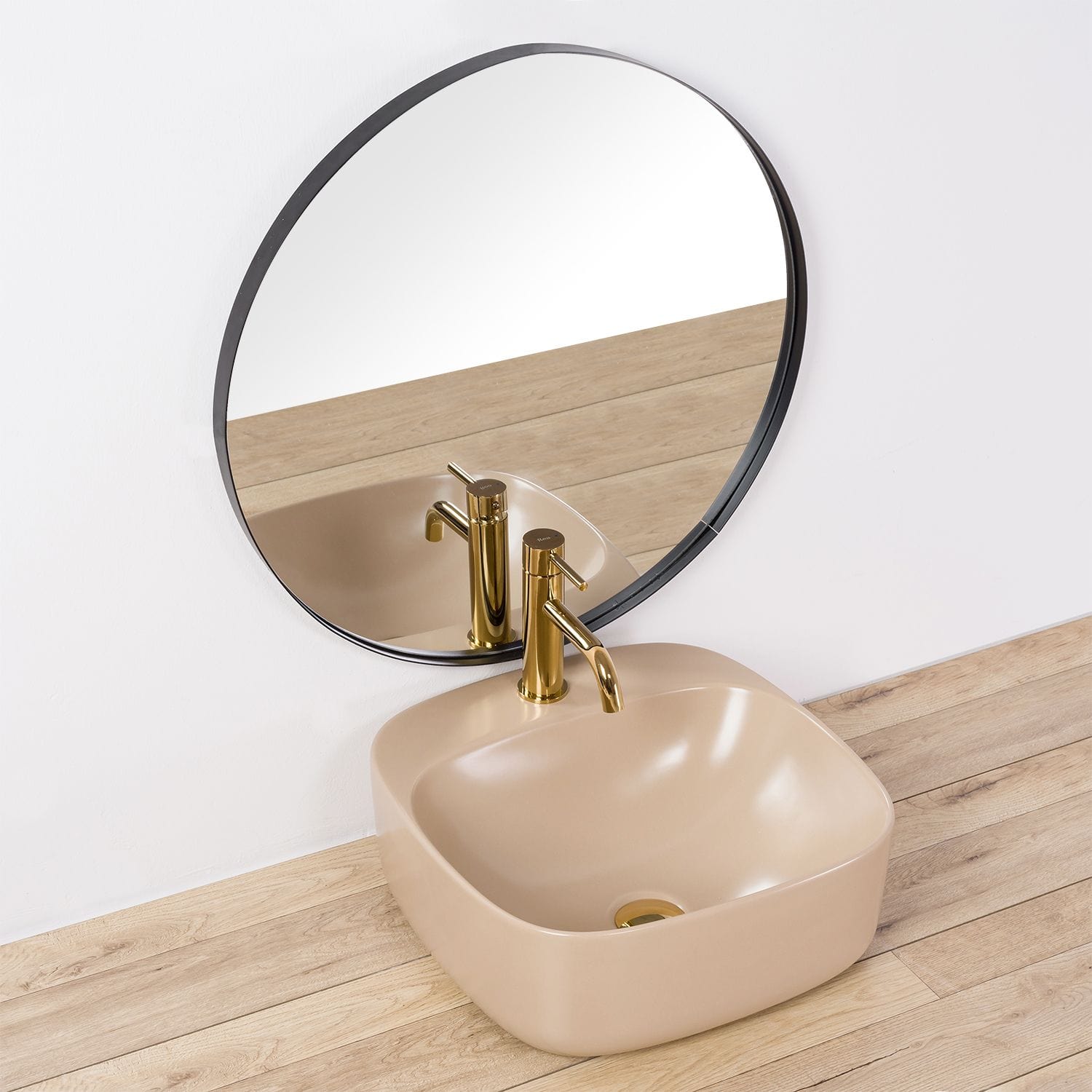Lavoar ceramic pe blat Rea Luiza, 42.5 cm, bej mat