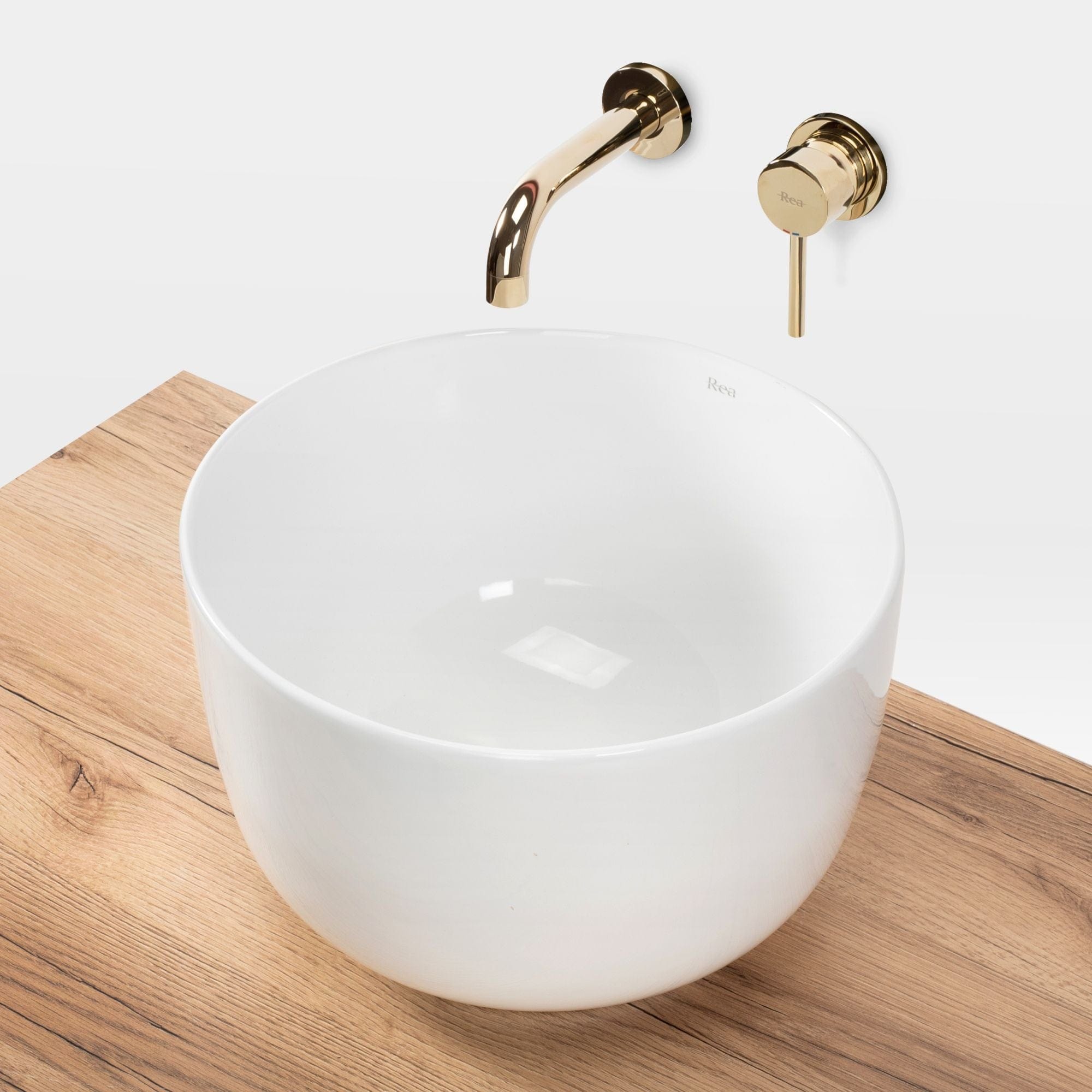 Lavoar ceramic pe blat Rea Malena, 38.5 cm, alb
