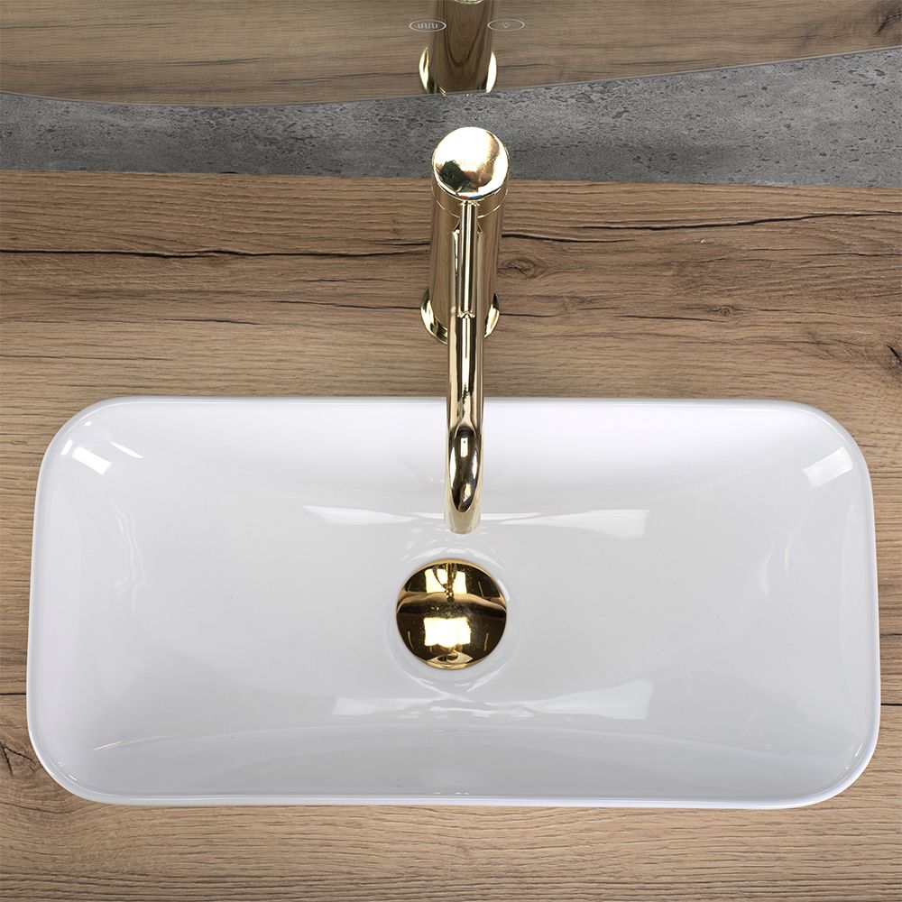 Lavoar ceramic pe blat Rea Maria, 48 cm, alb