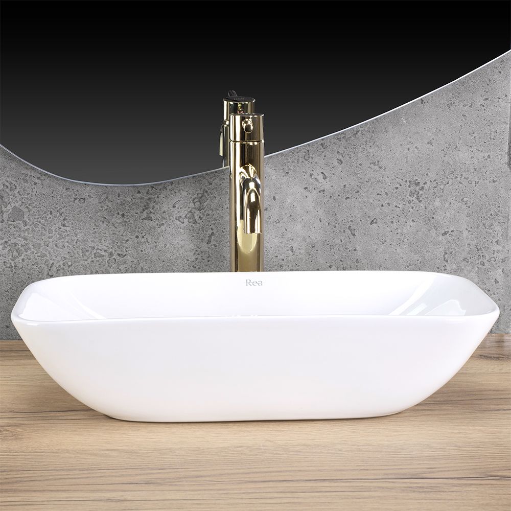 Lavoar ceramic pe blat Rea Maria, 48 cm, alb