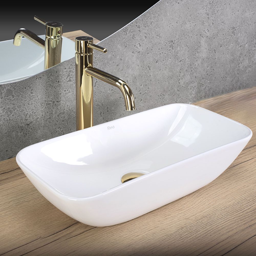 Lavoar ceramic pe blat Rea Maria, 48 cm, alb