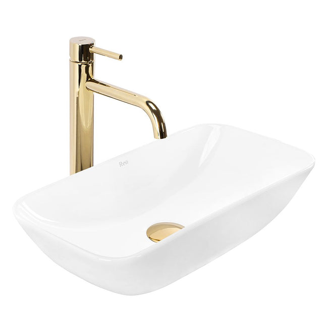 Lavoar ceramic pe blat Rea Maria, 48 cm, alb