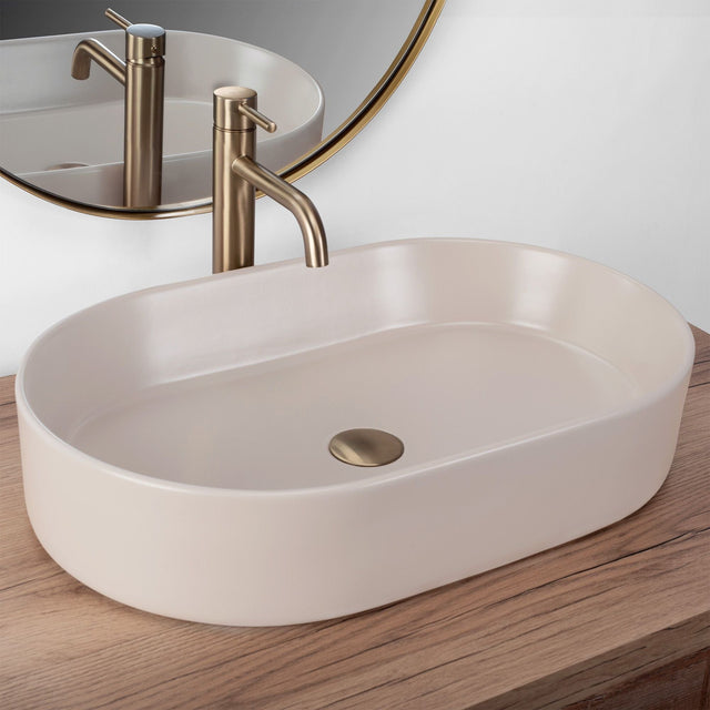 Lavoar ceramic pe blat Rea Nadia, 61 cm, bej