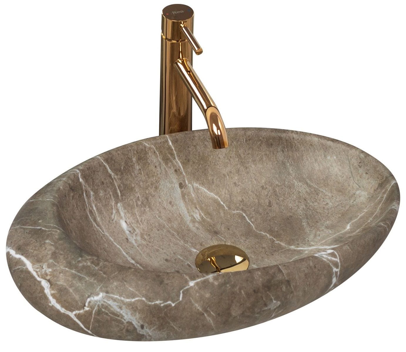 Lavoar ceramic pe blat Rea Roxy B, 49 cm, imitatie piatra