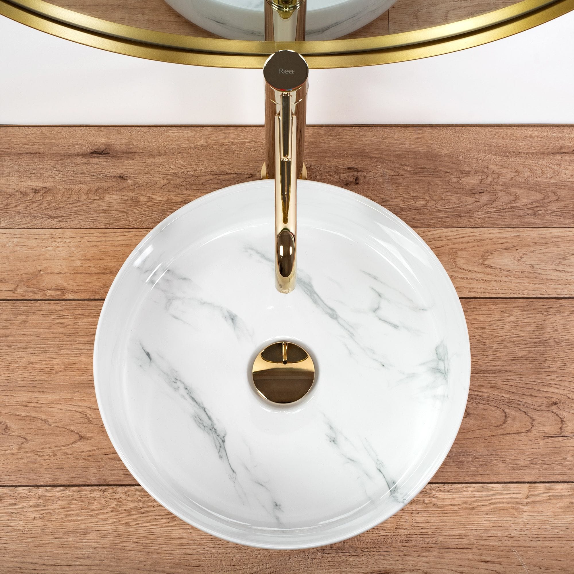 Lavoar ceramic pe blat Rea Sami, 36 cm, imitatie piatra