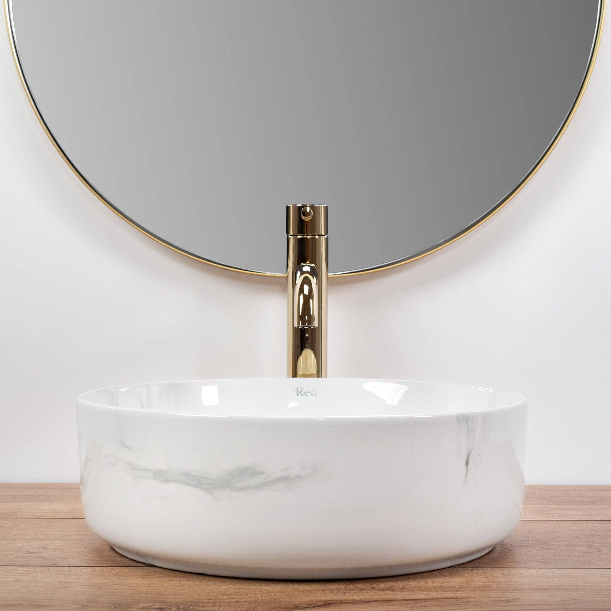 Lavoar ceramic pe blat Rea Sami, 36 cm, imitatie piatra
