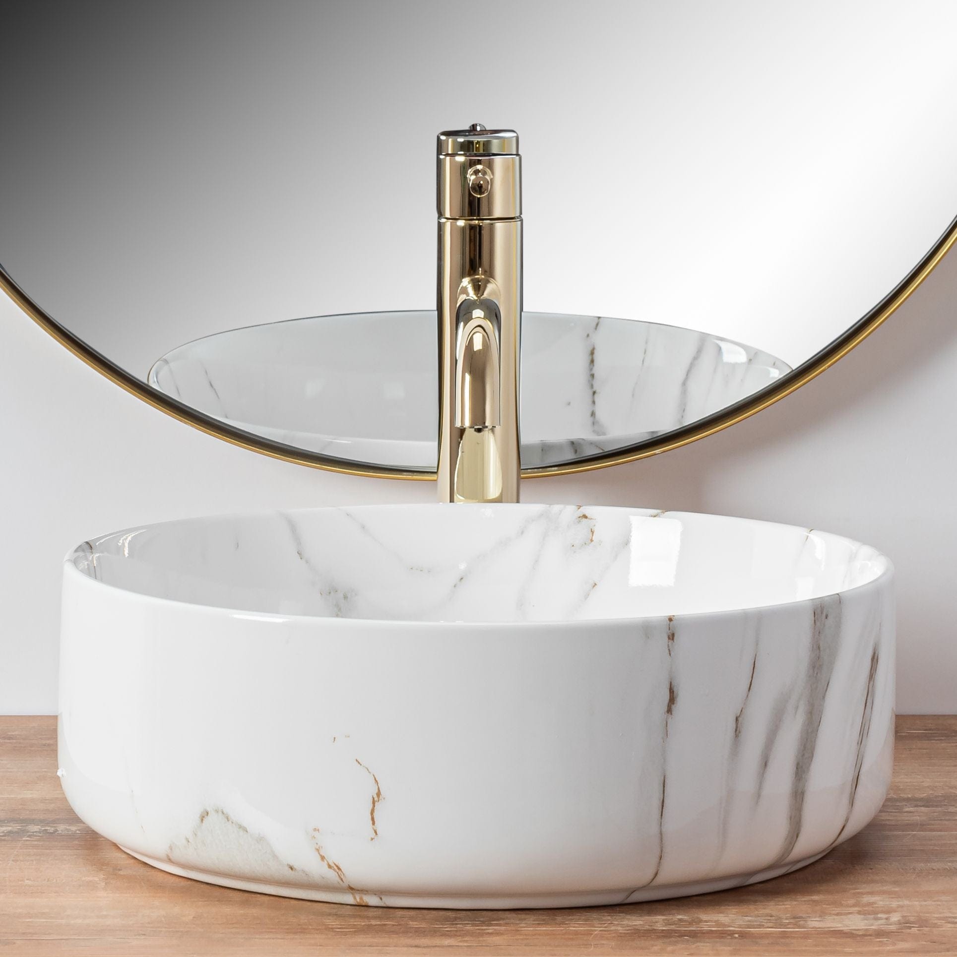 Lavoar ceramic pe blat Rea Sami Aiax, 35.5 cm, imitatie piatra